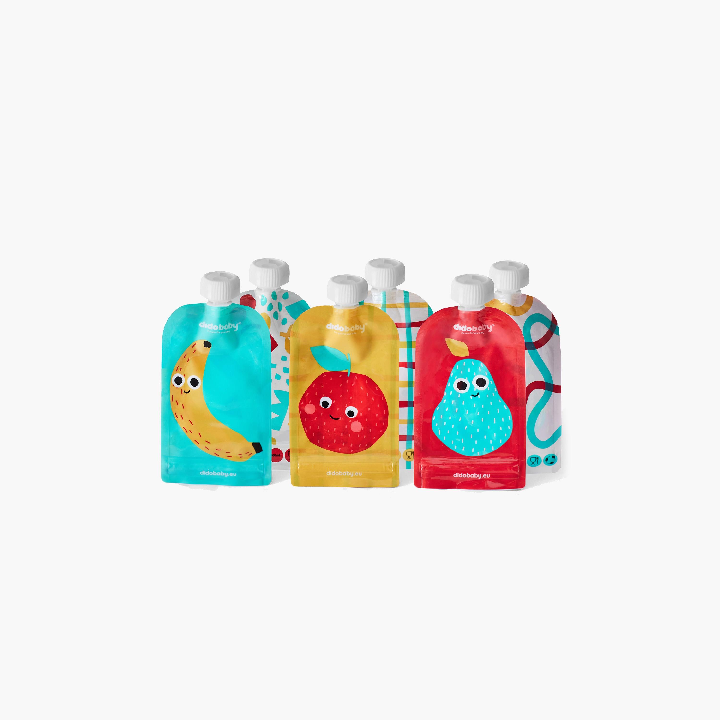 Didobaby 6-Piece Reusable Food Pouches, Fruits-baby-feeding-accessories-image-1