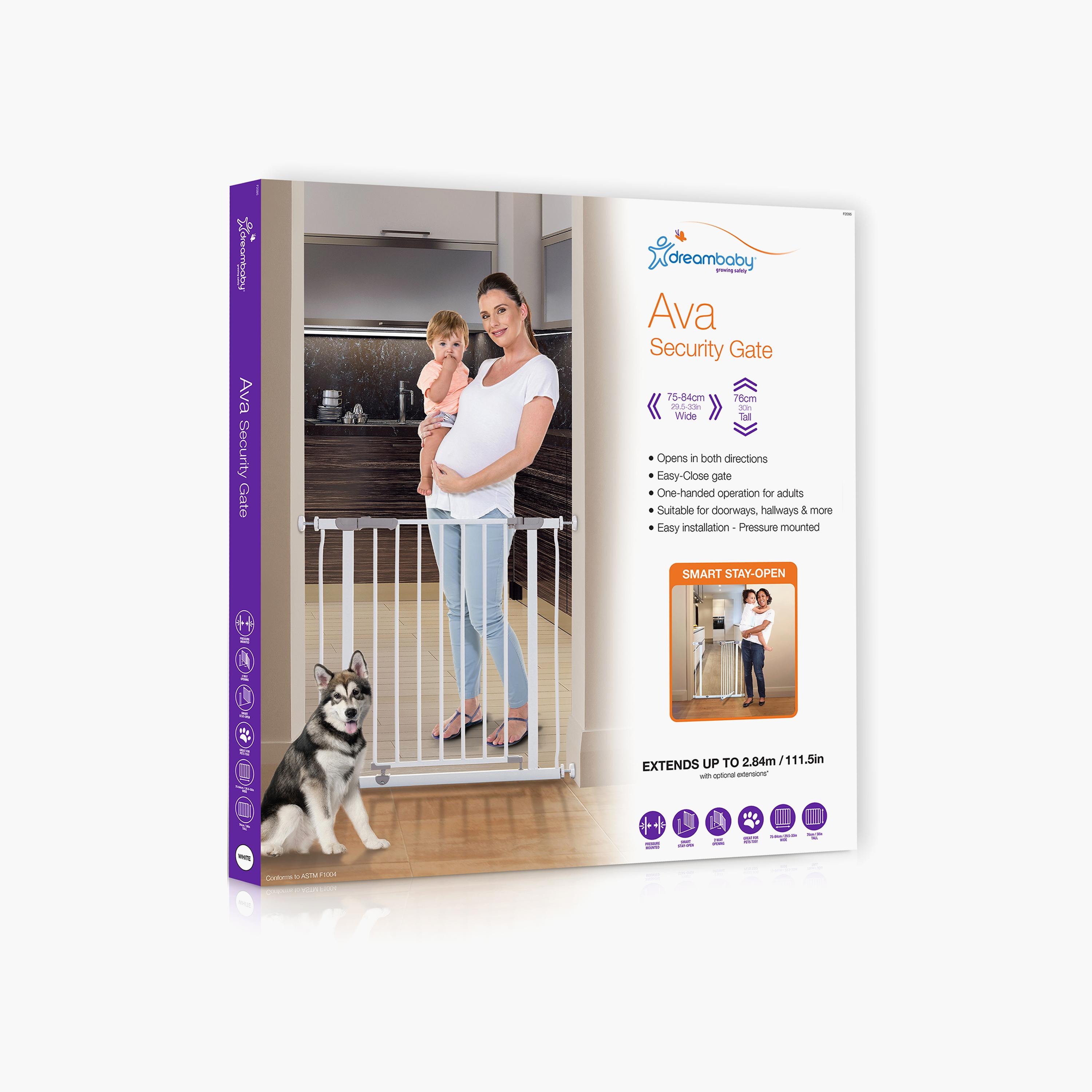 Dreambaby Ava Pressure Mounted Child Security Gate, White-baby-healthandsafety-babyproofing-image-2