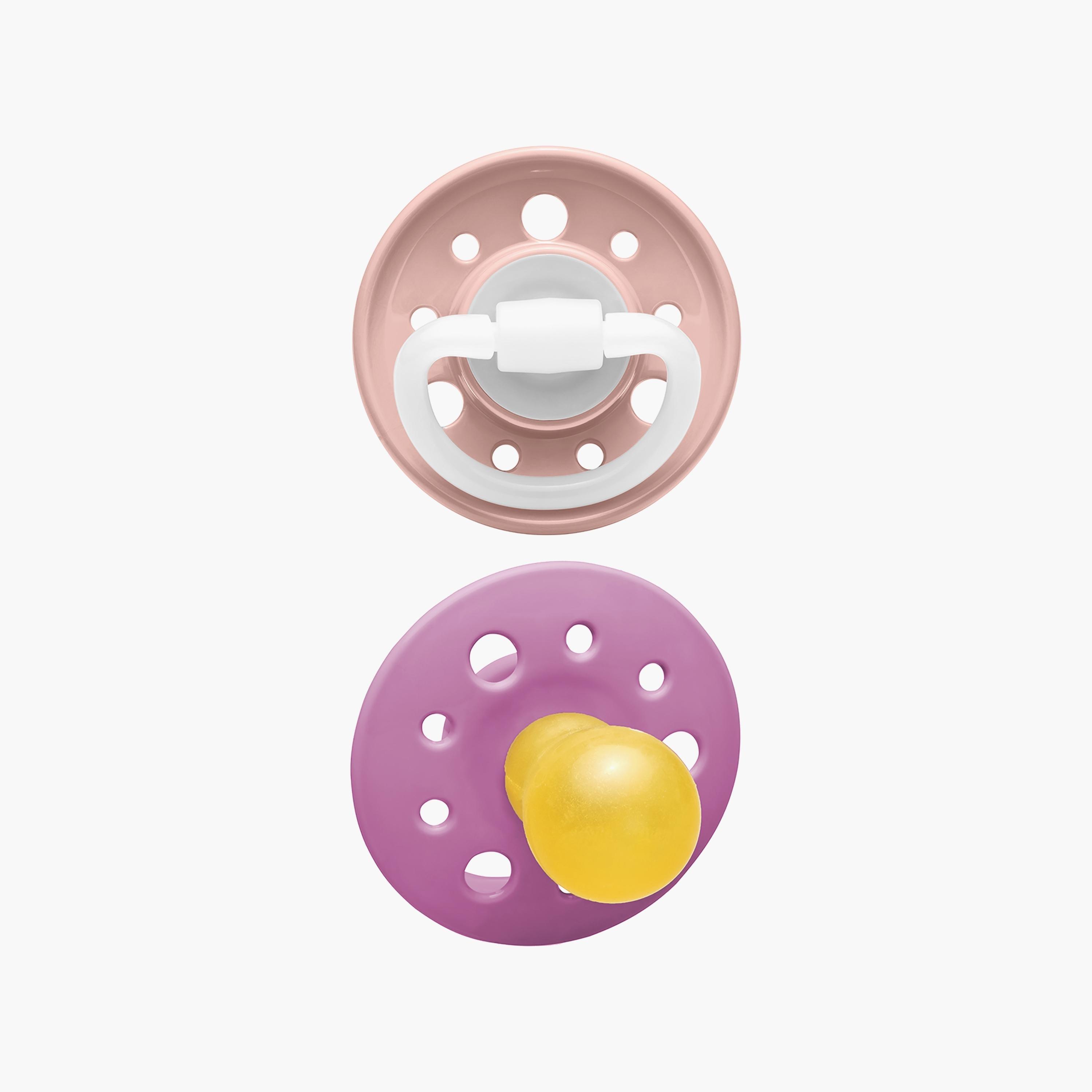 لهايات شيري مطاطية قطعتين من نيب، باللون الخوخي والوردي-baby-feeding-pacifiers-image-1