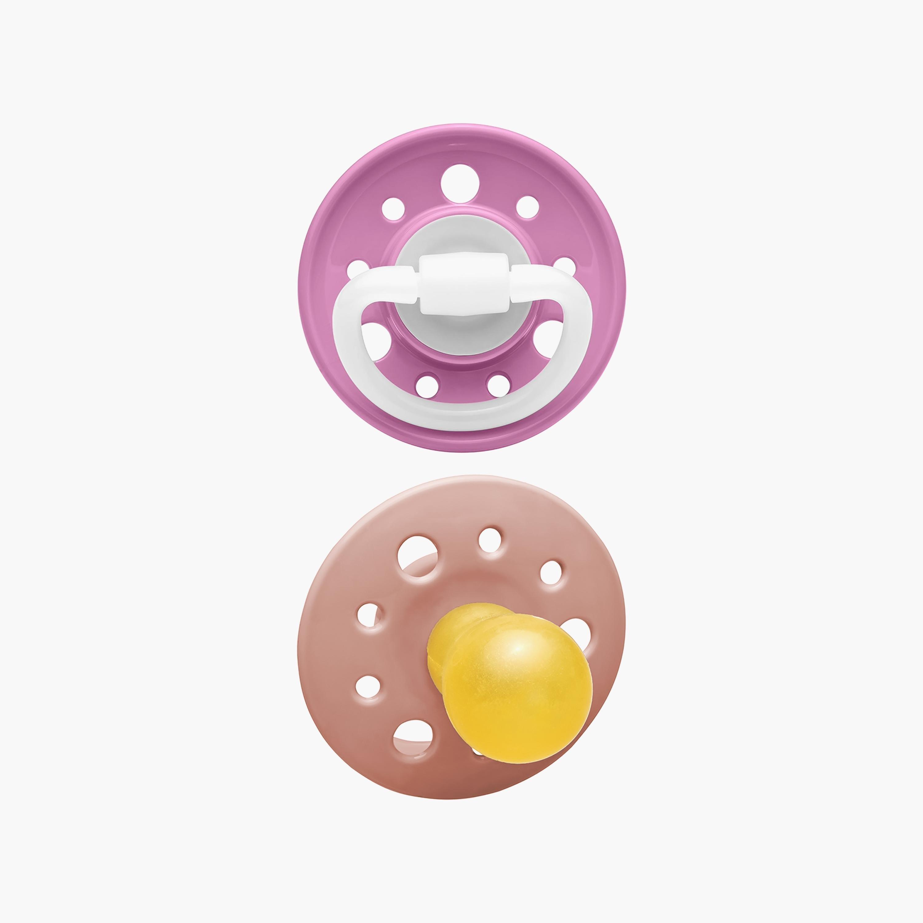 لهايات شيري مطاطية قطعتين من نيب، باللون الخوخي والوردي-baby-feeding-pacifiers-image-3