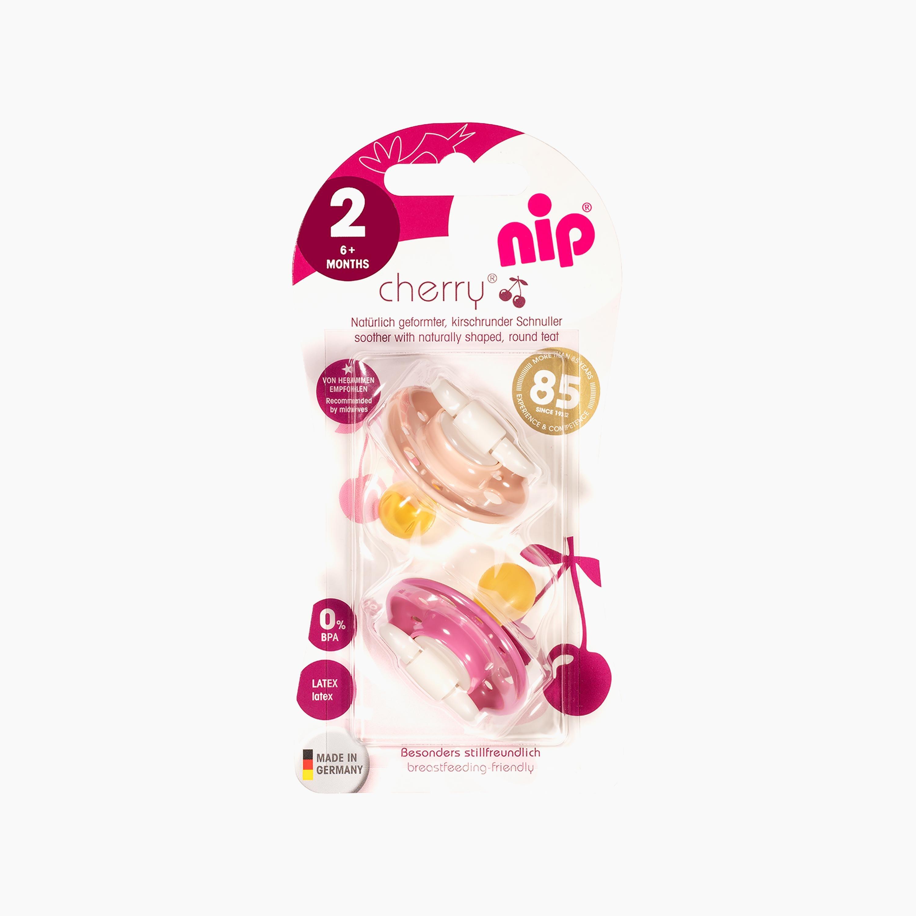 Nip 2-Piece Cherry Latex Pacifiers, Peach & Pink-baby-feeding-pacifiers-image-2