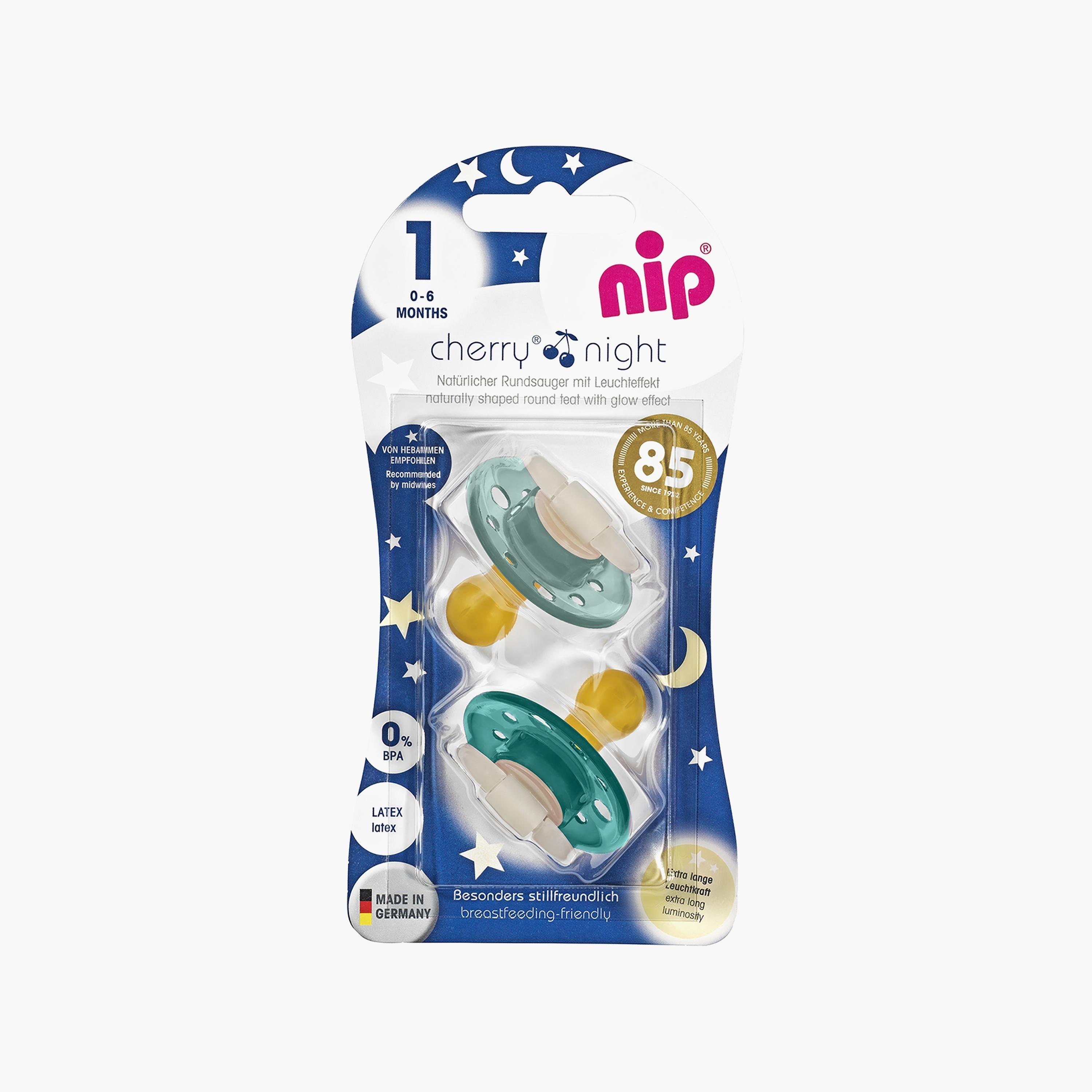 Nip 2-Piece Cherry Glow in the Dark Latex Pacifiers, Grey & Blue-baby-feeding-pacifiers-image-2