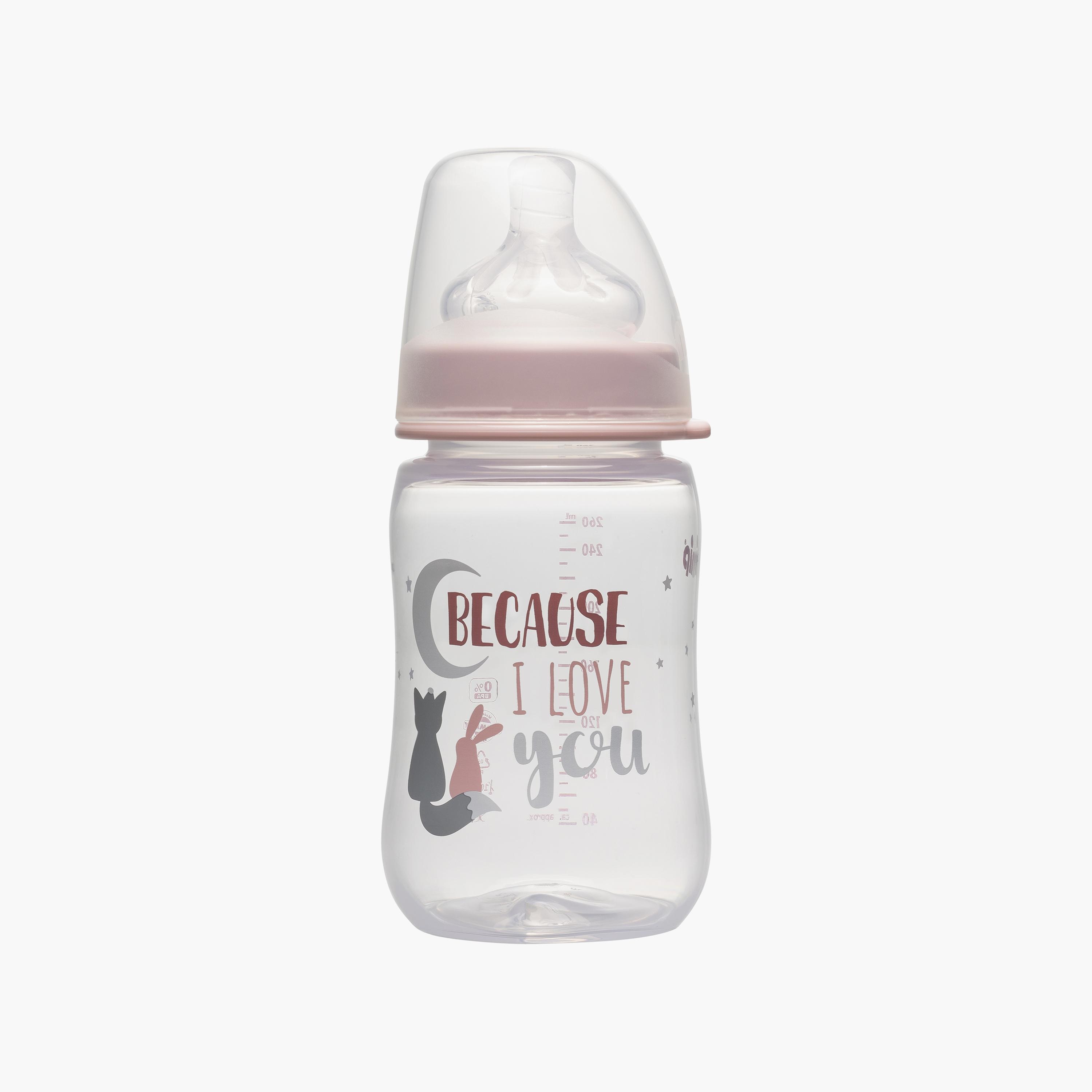 Nip Wide Neck PP Bottle, Pink - 260 ML-baby-feeding-feedingbottles-bottlesandteats-image-1