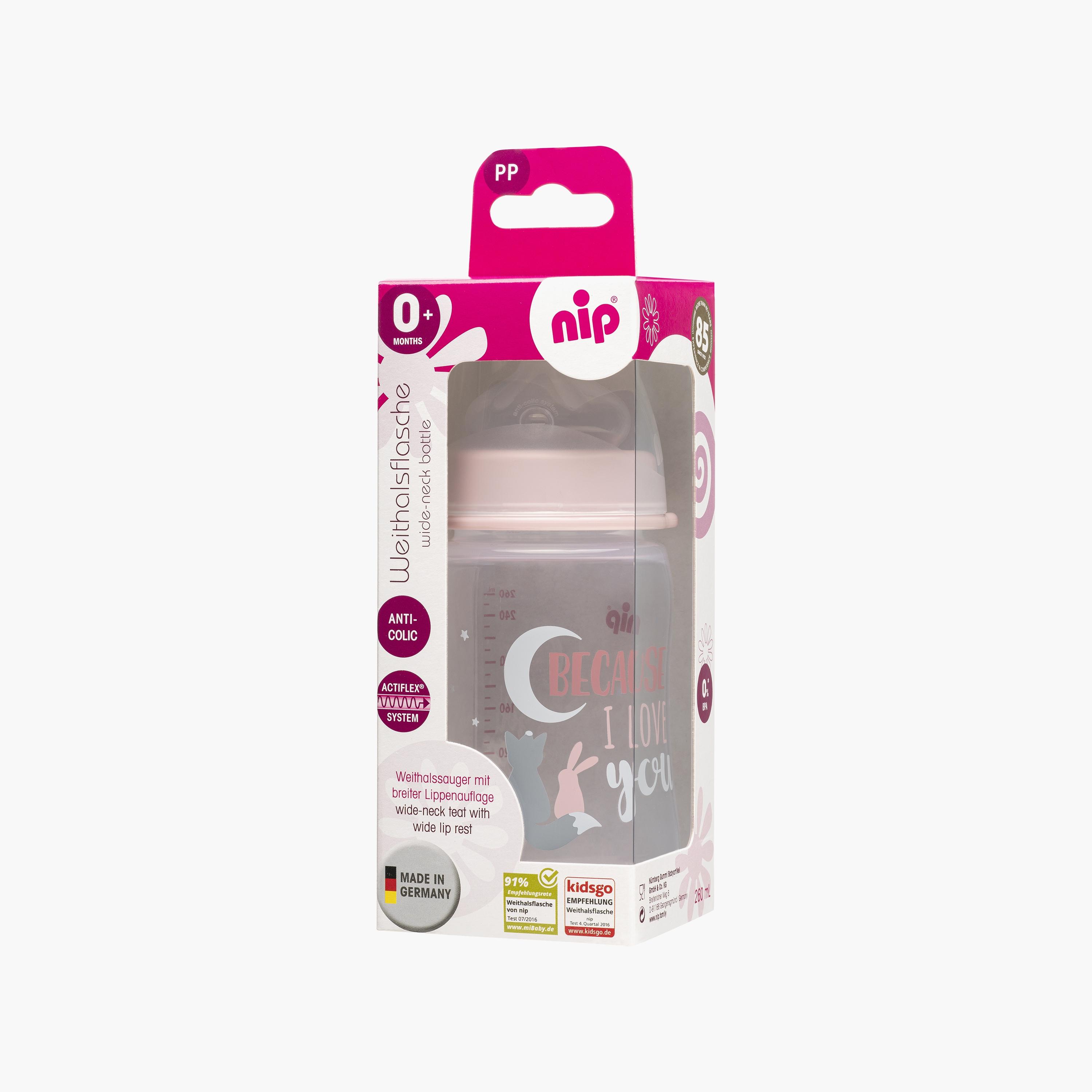 Nip Wide Neck PP Bottle, Pink - 260 ML-baby-feeding-feedingbottles-bottlesandteats-image-4
