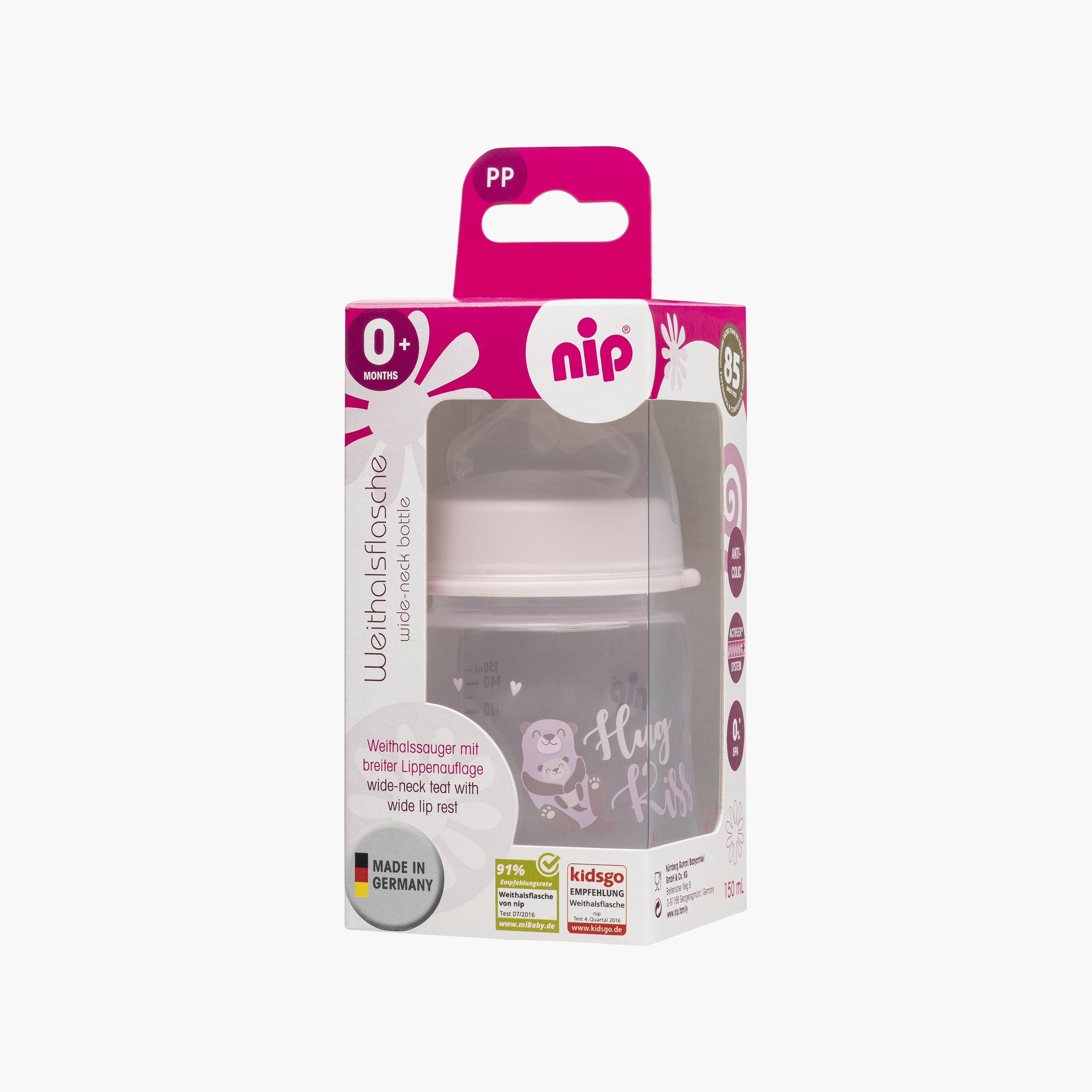 Nip Wide Neck PP Bottle, Hug & Kiss - 150 ML-baby-feeding-feedingbottles-bottlesandteats-image-5