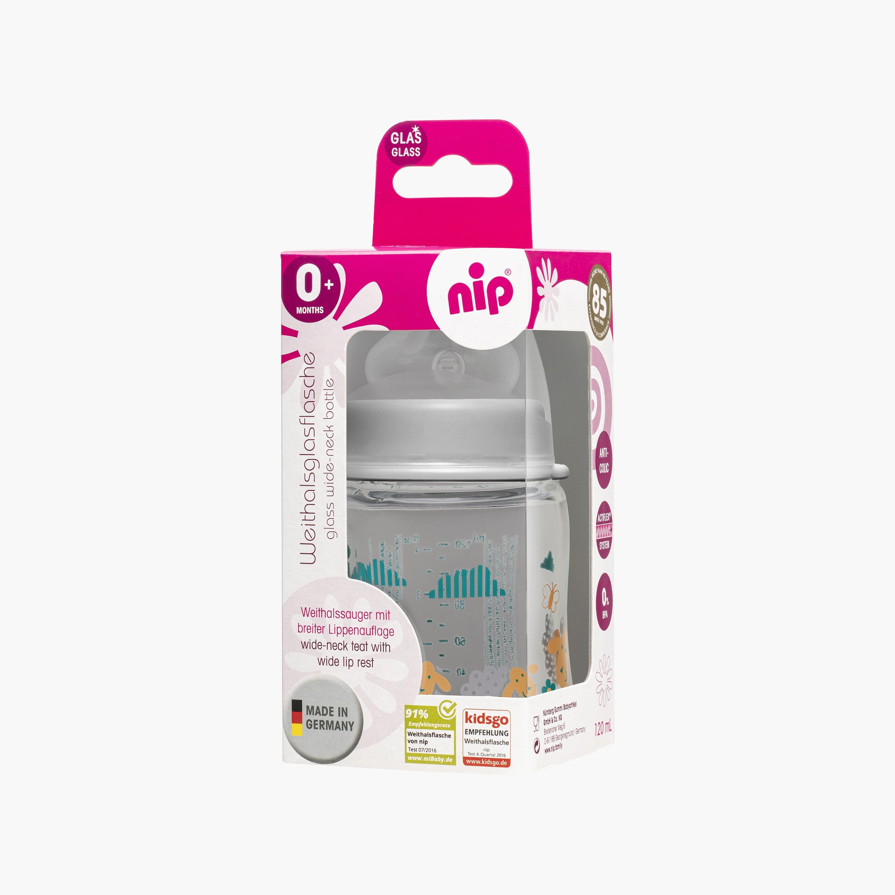 Nip Wide Neck Glass Bottle, Grey Sheep - 120 ML-baby-feeding-feedingbottles-bottlesandteats-image-4