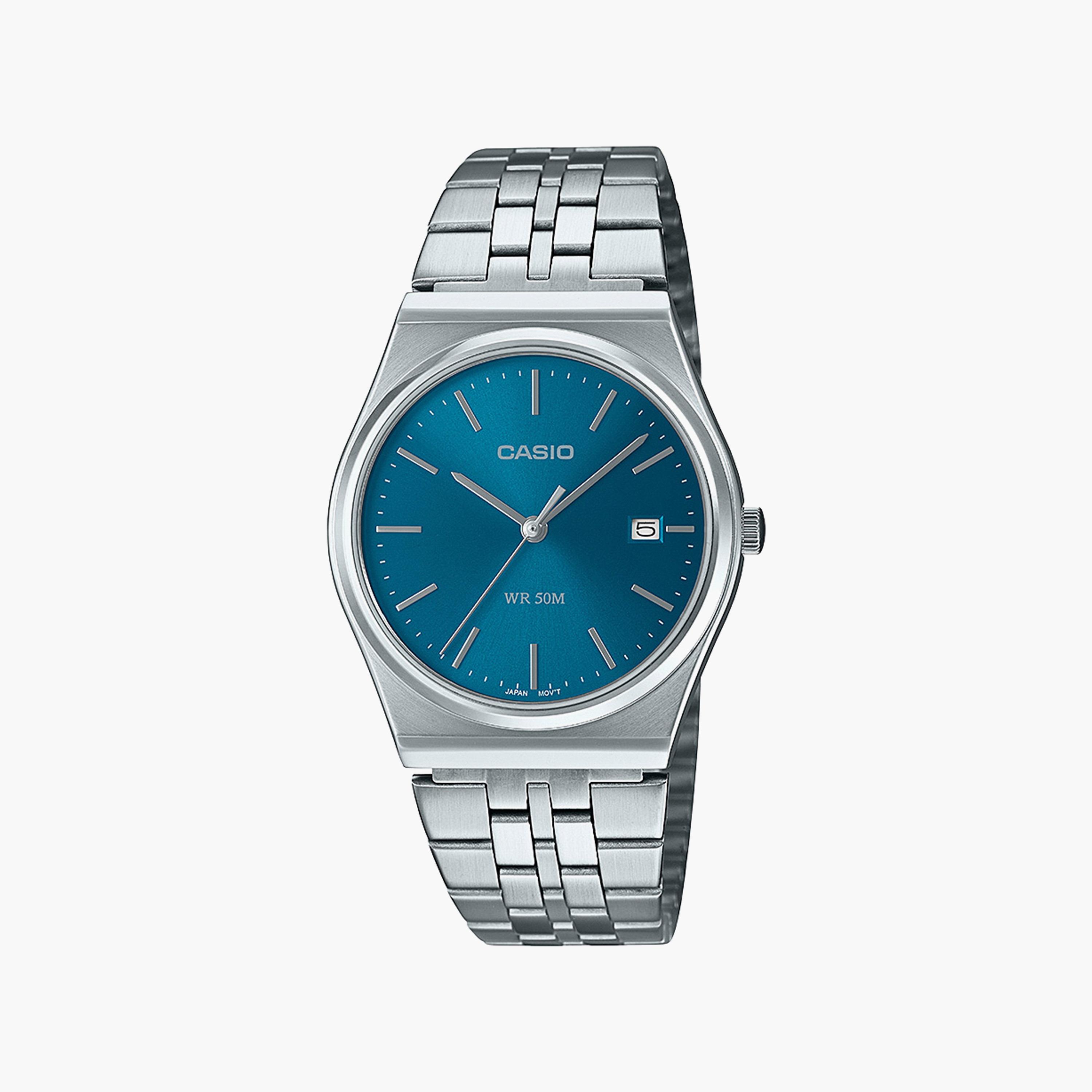 ساعة كاسيو بلون فضي مع انالوج بسوار ستانلس ستيل | MTP-B145D-2A2VDF-men-watchesandjewellery-watches-image-1