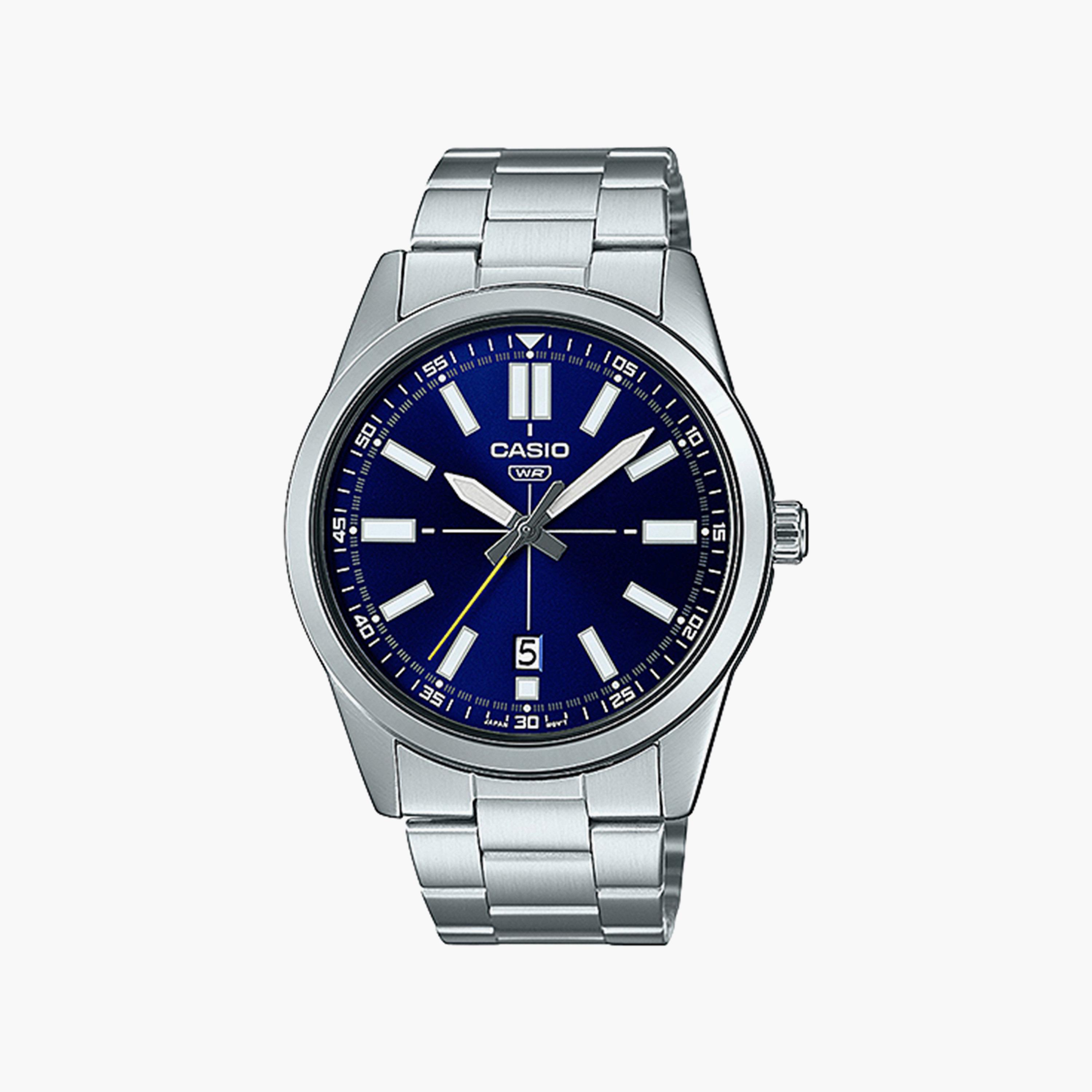 Casio Men's Silver Analog Stainless Steel Strap Watch | MTP-VD02D-2EUDF | 45 MM-men-watchesandjewellery-watches-image-1