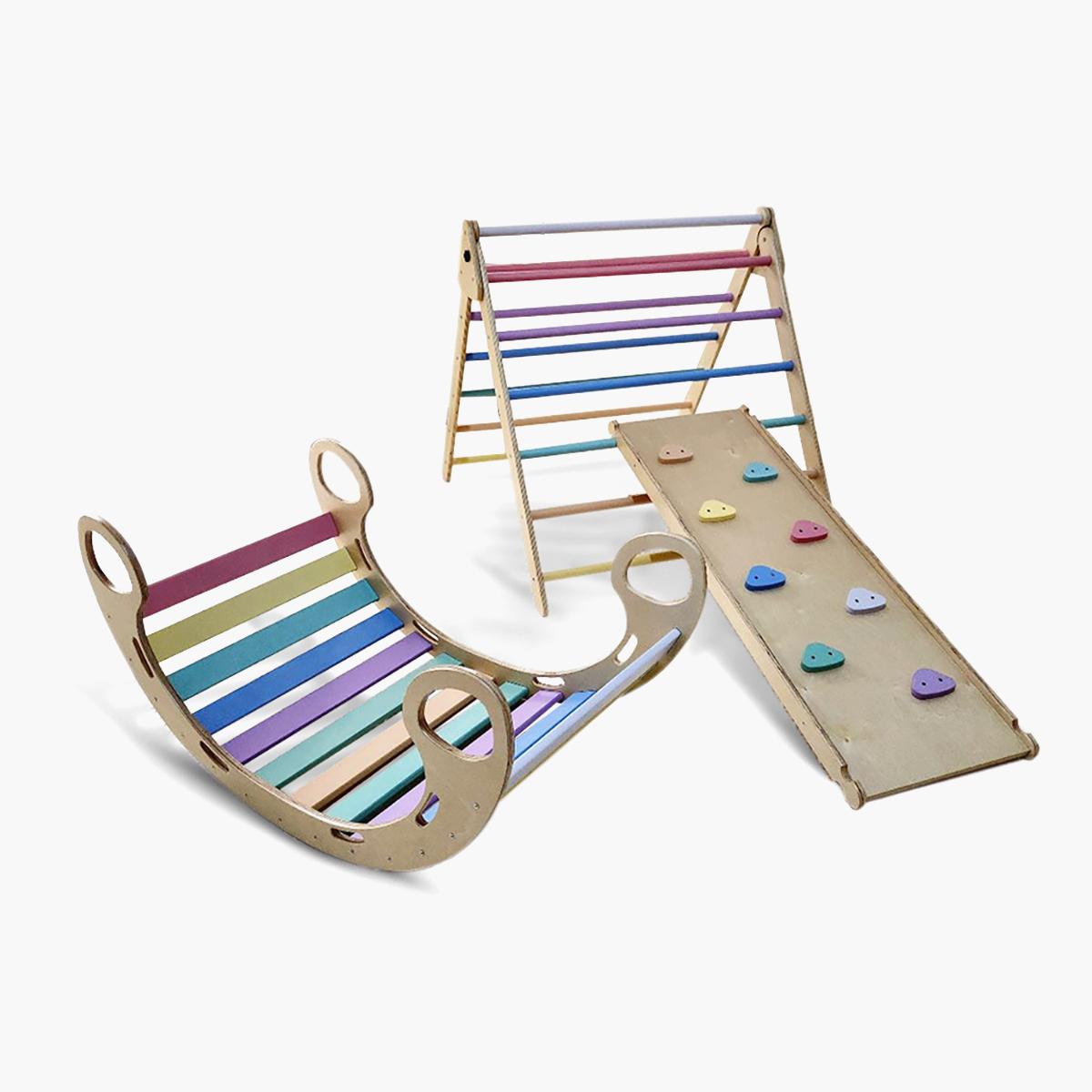 Moon Kids Multi-Color Foldable Pikler Triangle Set