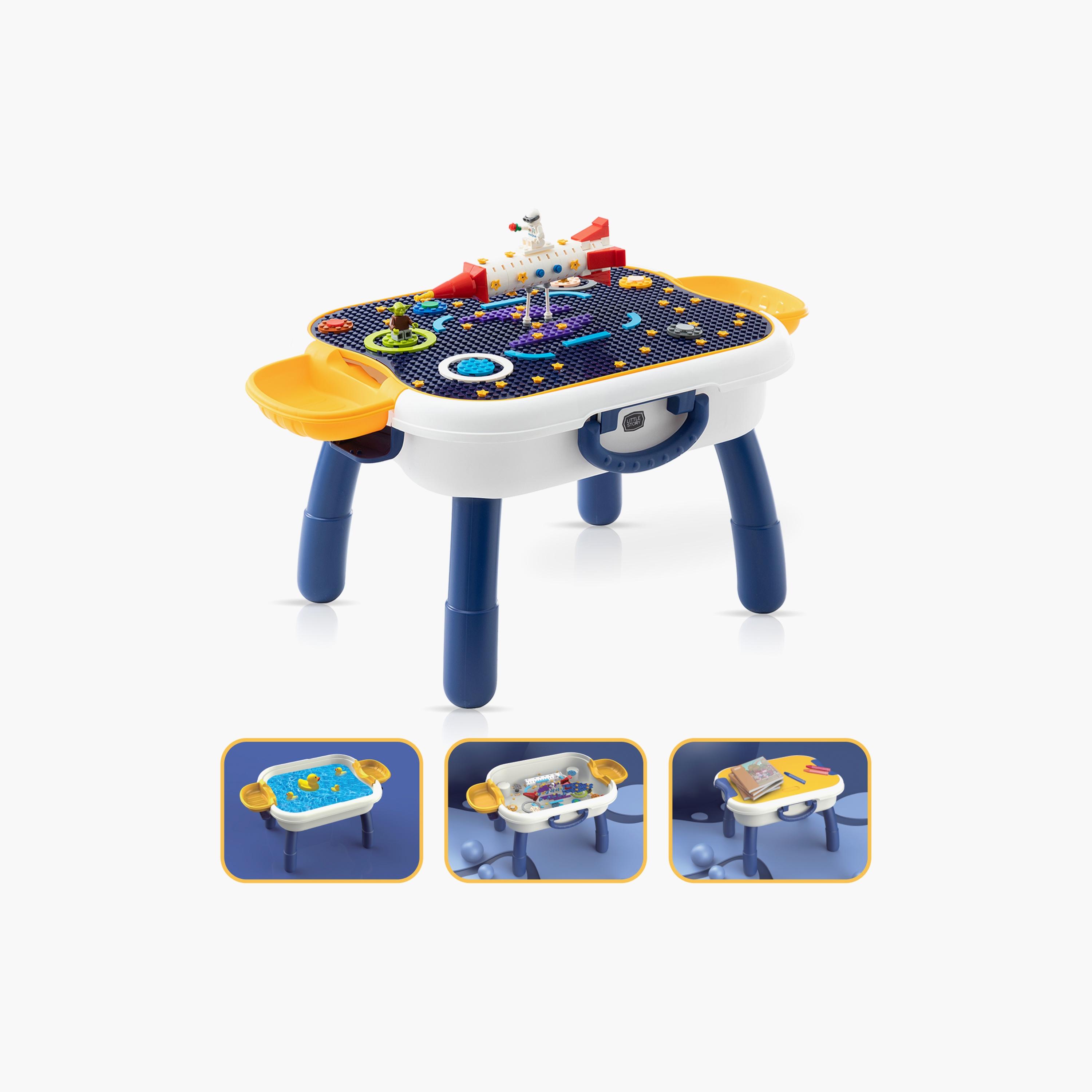 Little Story 4 In 1 Block Activity Table with Blocks, Blue-toys-outdoor-playhousesandplayards-image-1