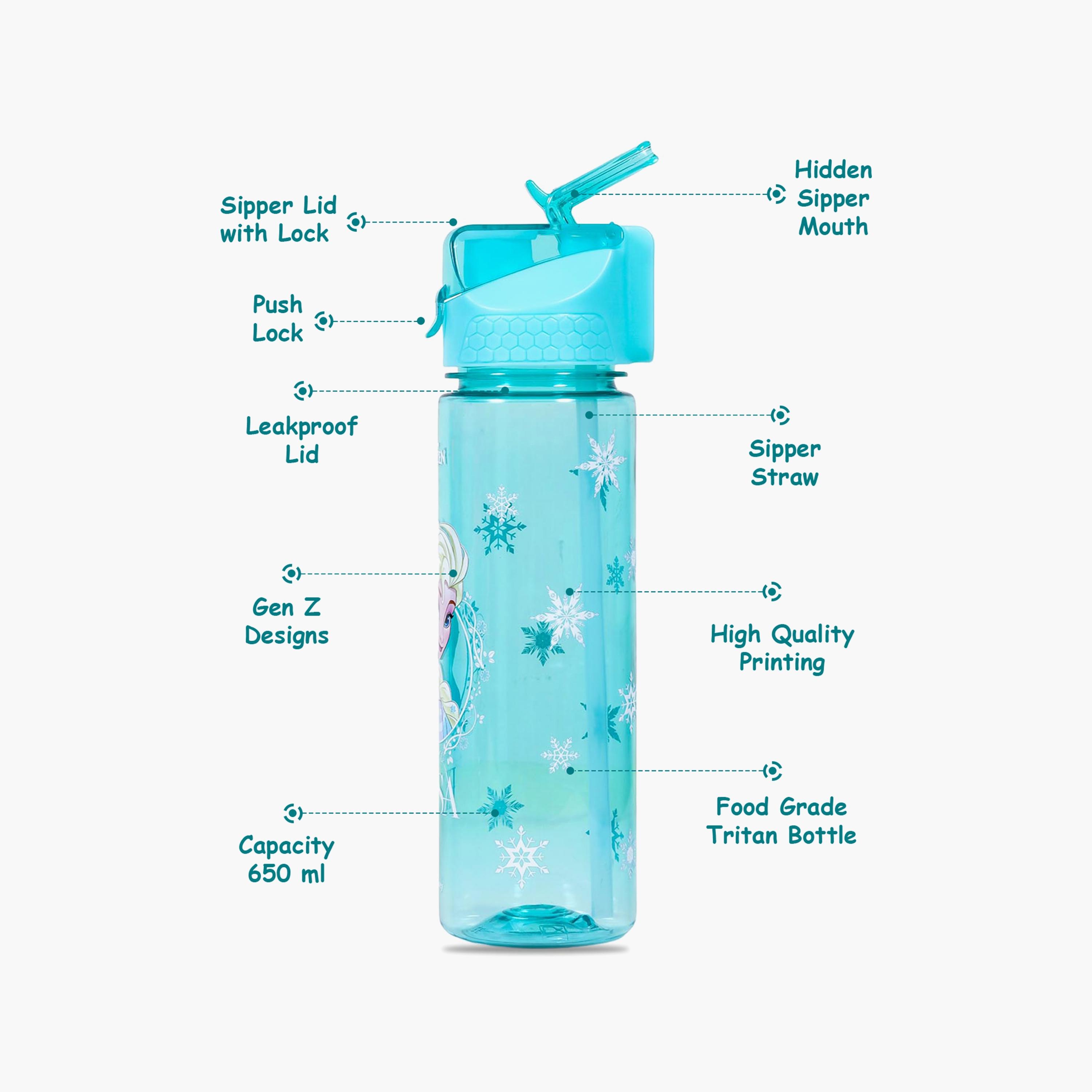 Eazy Kids Disney 2in1 Frozen Princess Elsa Tritan Water Bottle, Green, 650ml-school-waterbottles-image-3