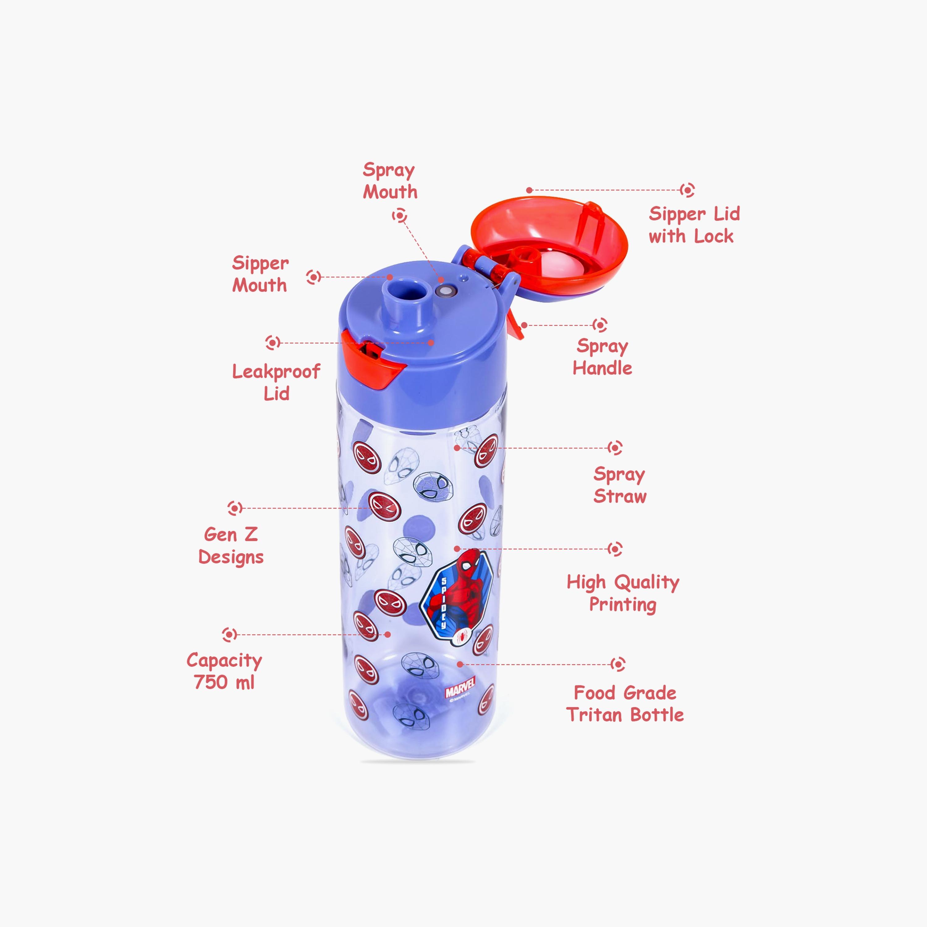 زجاجة مياه تريتان مع رشاش سبايدرمان من إيزي كيدز، أسود أحمر، 750 مل-school-waterbottles-image-2