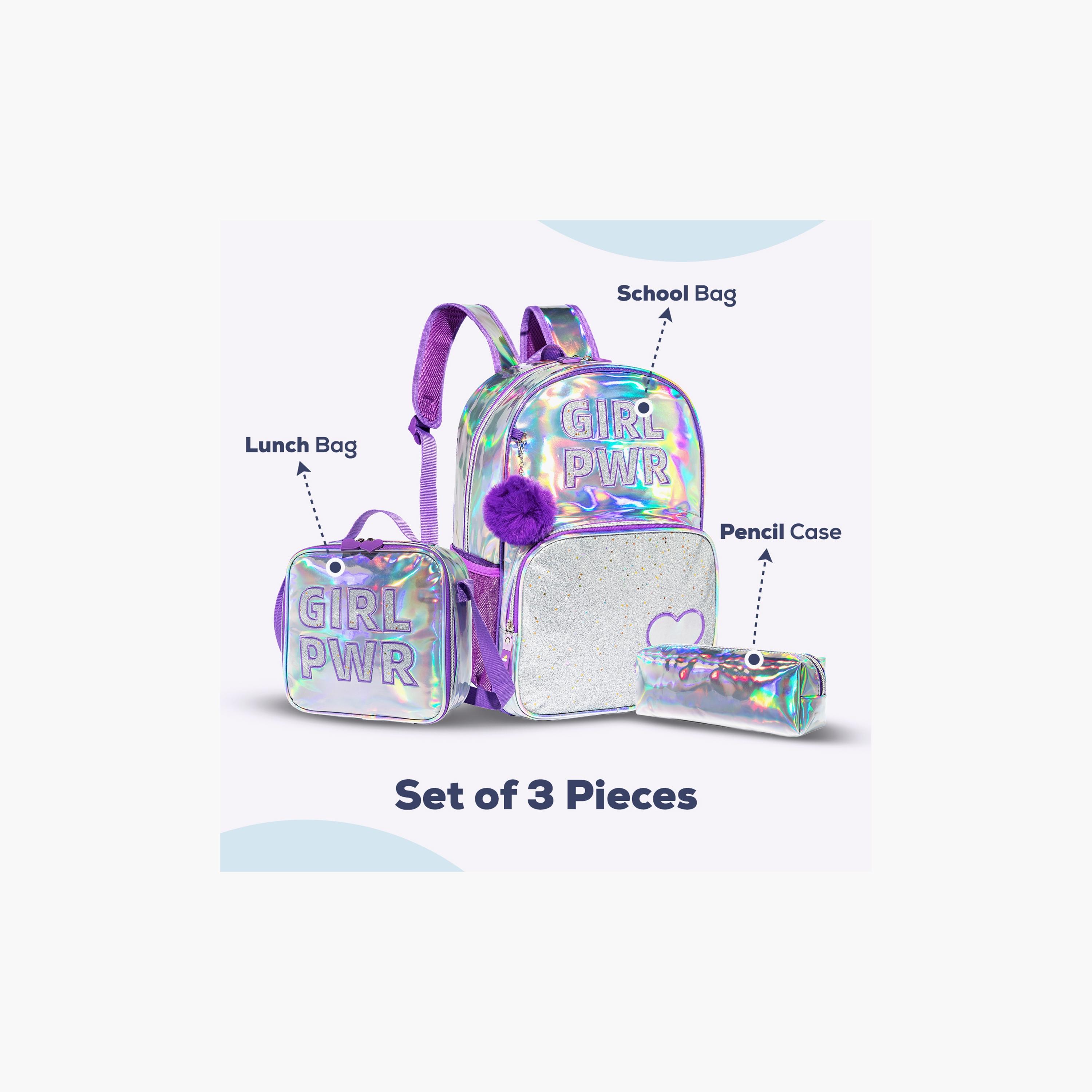 Eazy Kids School Bag Lunch Bag Pencil Case Set, Purple, 18Inch-school-bagsandbackpacks-sets-image-5