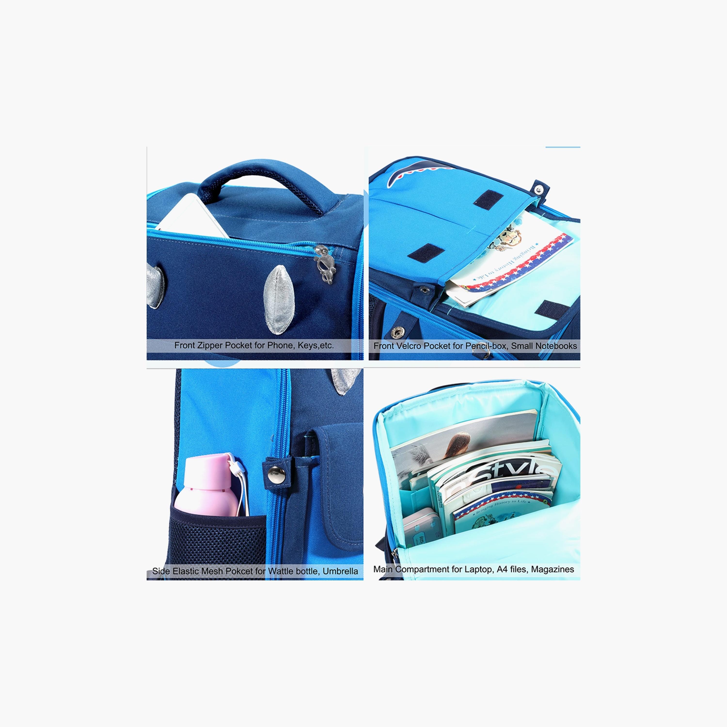Eazy Kids Dinosaur School Bag, Blue-school-bagsandbackpacks-backpacks-image-4