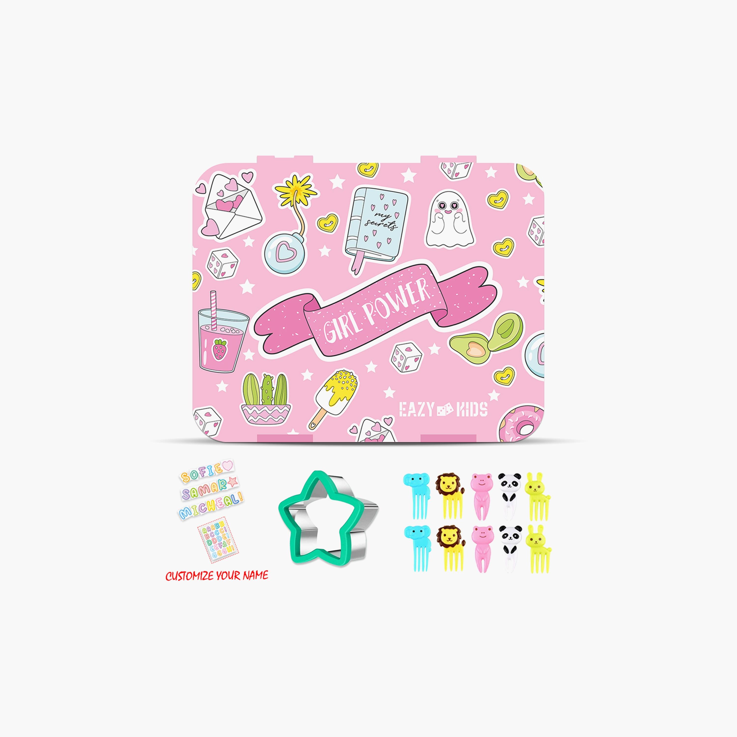 Eazy Kids Convertible Bento Lunch Box with Sandwich Cutter Set - Girl Power-school-lunchessentials-lunchboxes-image-1
