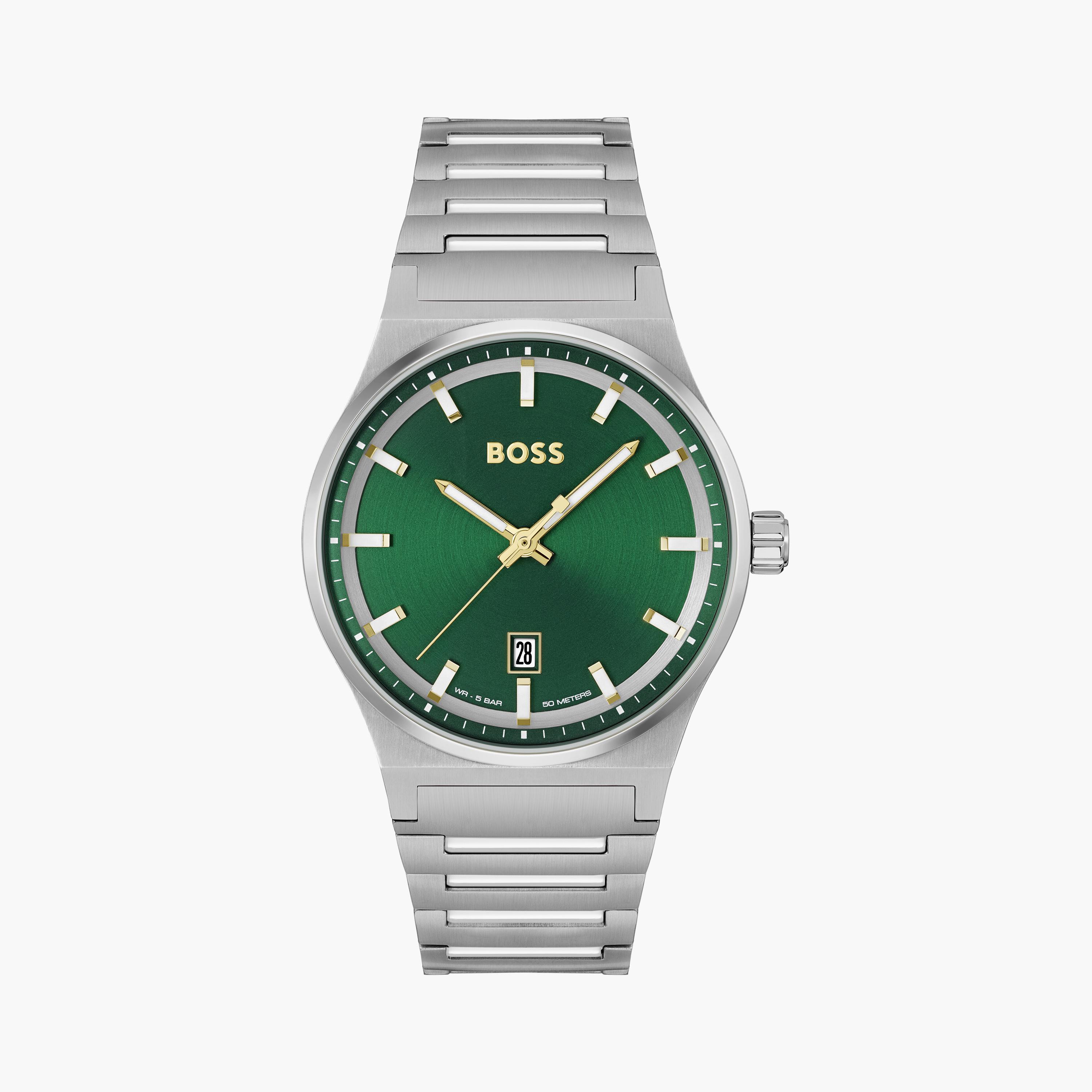 هوغو بوس ساعة يد رجالية تناظرية ستانلس ستيل 41 مم فضي | 1514079-men-watchesandjewellery-watches-image-1