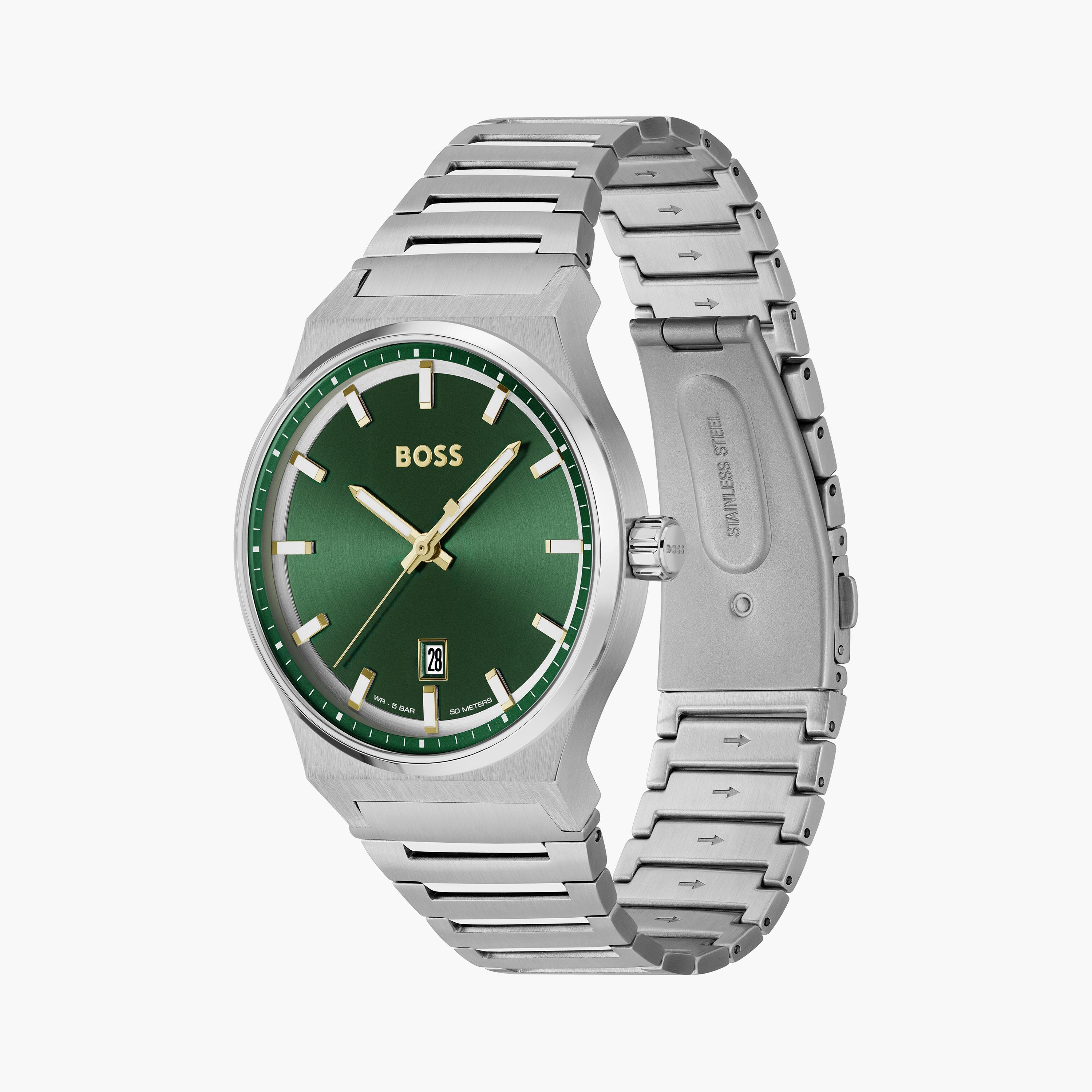 هوغو بوس ساعة يد رجالية تناظرية ستانلس ستيل 41 مم فضي | 1514079-men-watchesandjewellery-watches-image-2