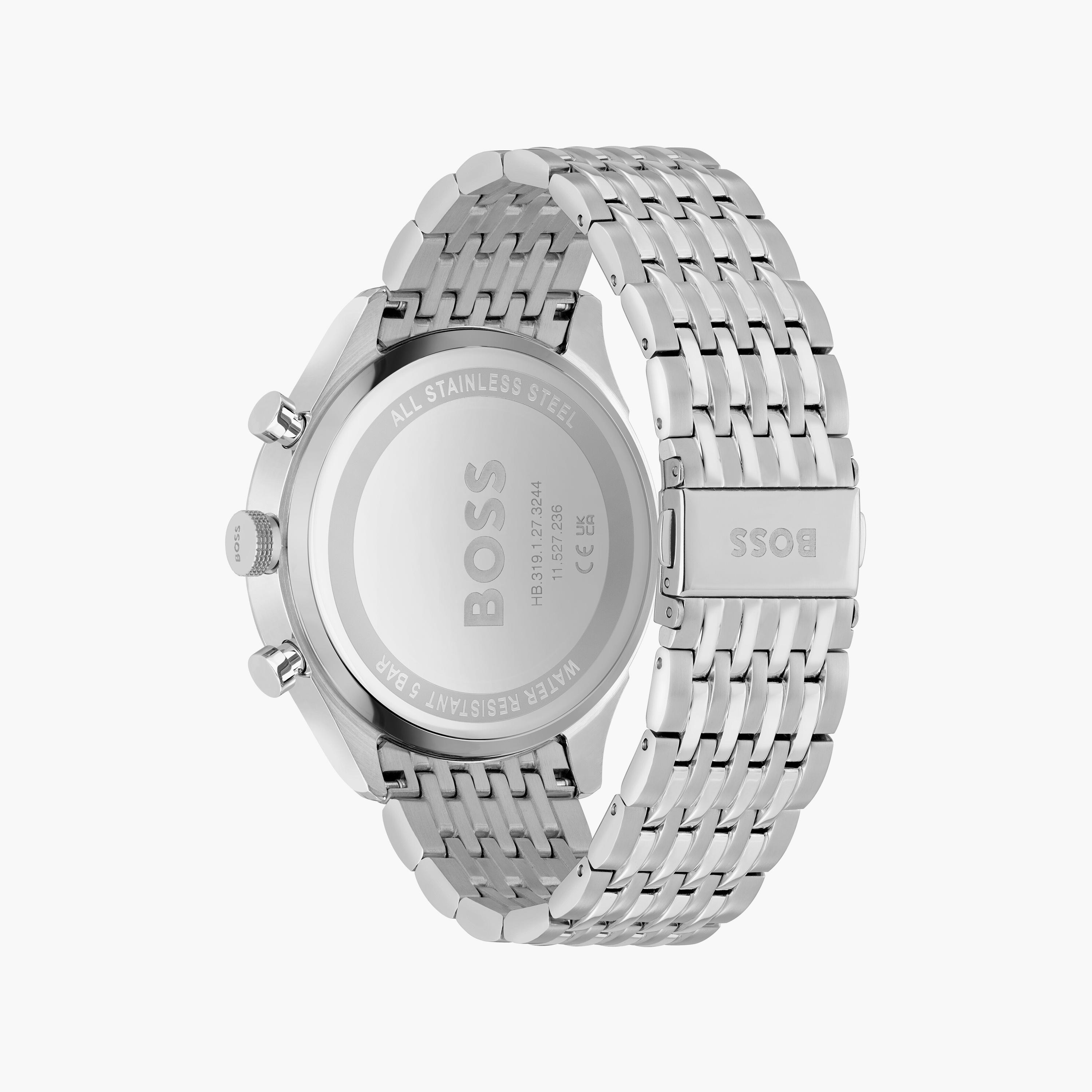 هوغو بوس ساعة يد رجالية تناظرية ستانلس ستيل كرونوغراف 45 مم فضي | 1514082-men-watchesandjewellery-watches-image-3