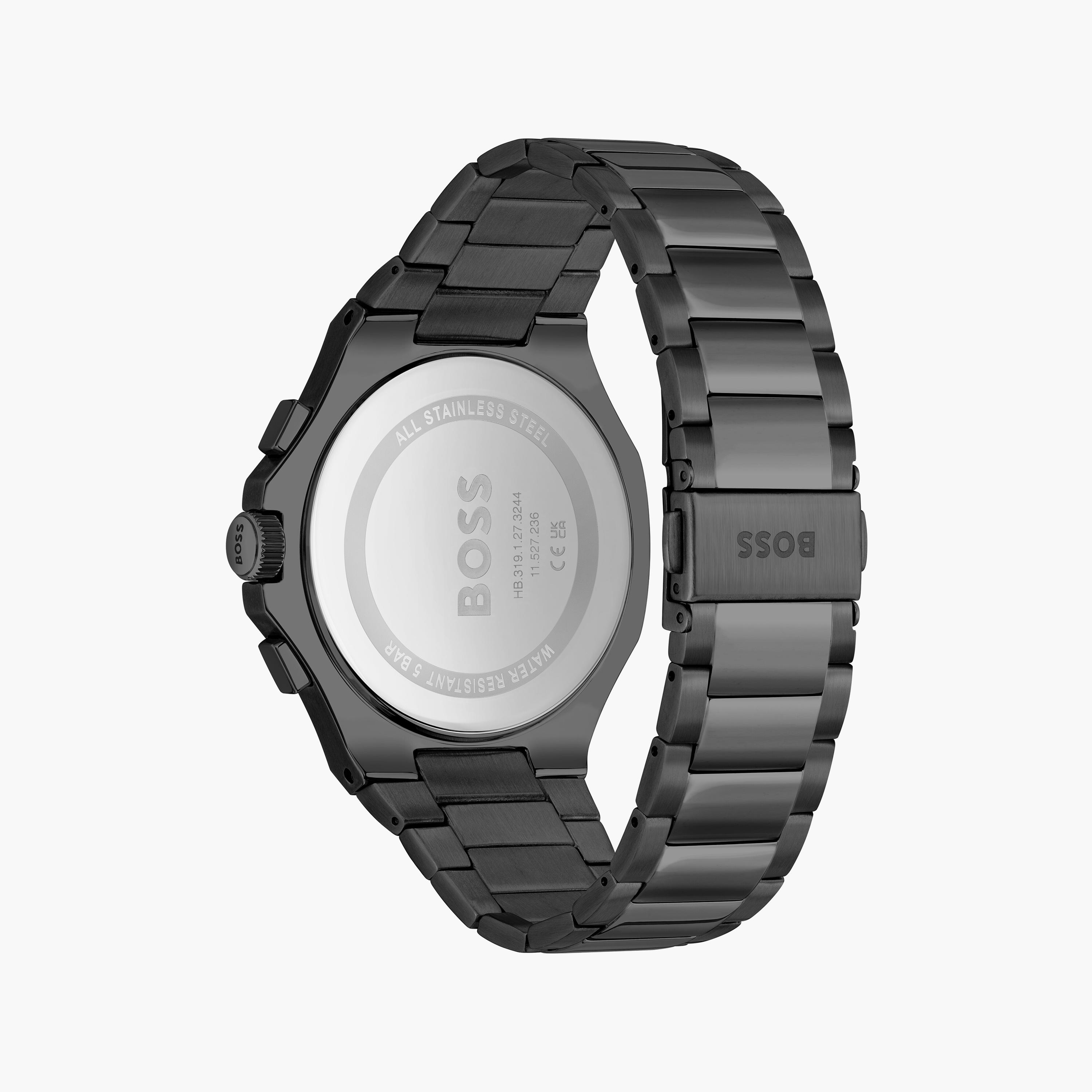 هوغو بوس ساعة يد رجالية تناظرية ستانلس ستيل كرونوغراف 45 مم أسود | 1514088-men-watchesandjewellery-watches-image-3