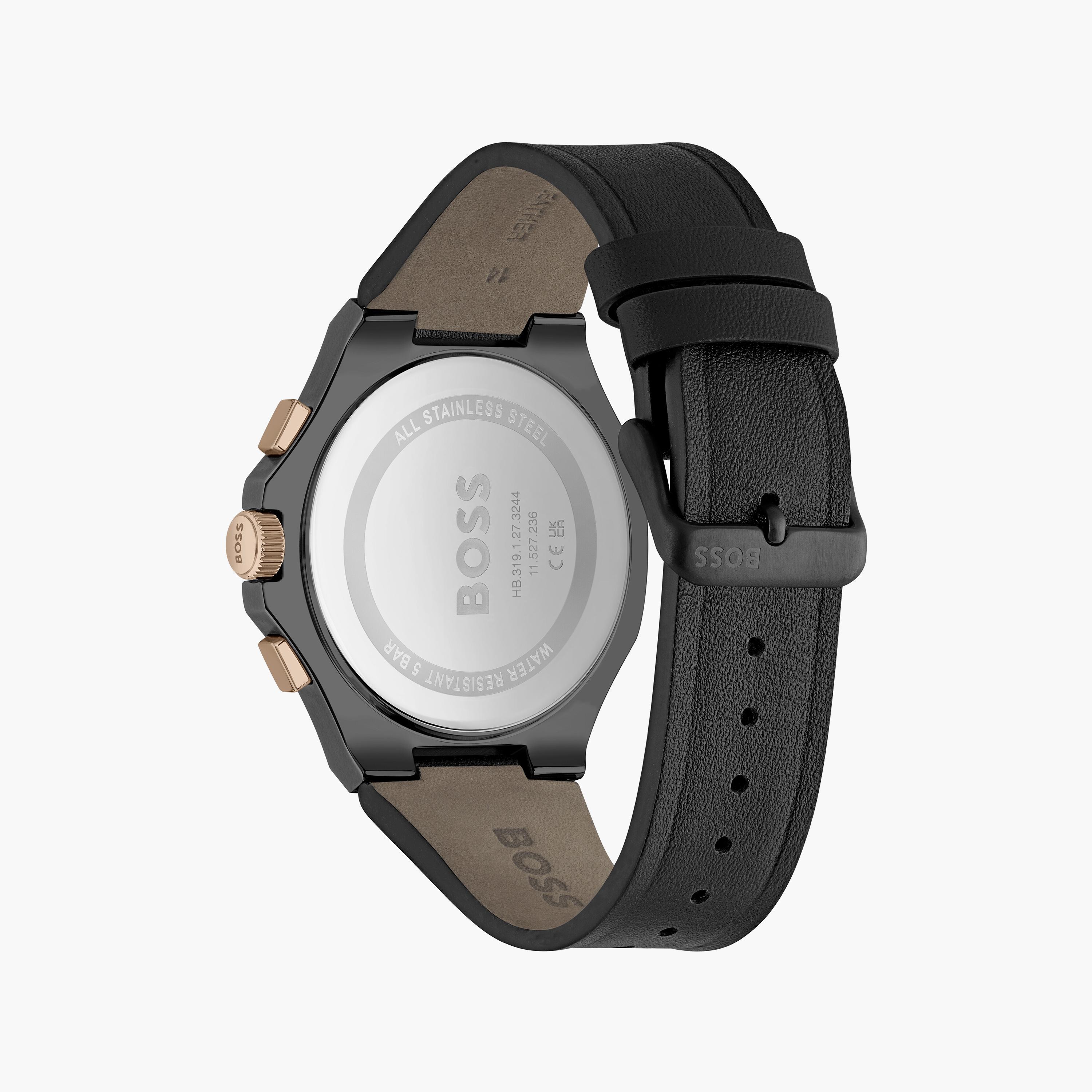 هوغو بوس ساعة يد رجالية كرونوغراف جلد 45 مم أسود | 1514089-men-watchesandjewellery-watches-image-3