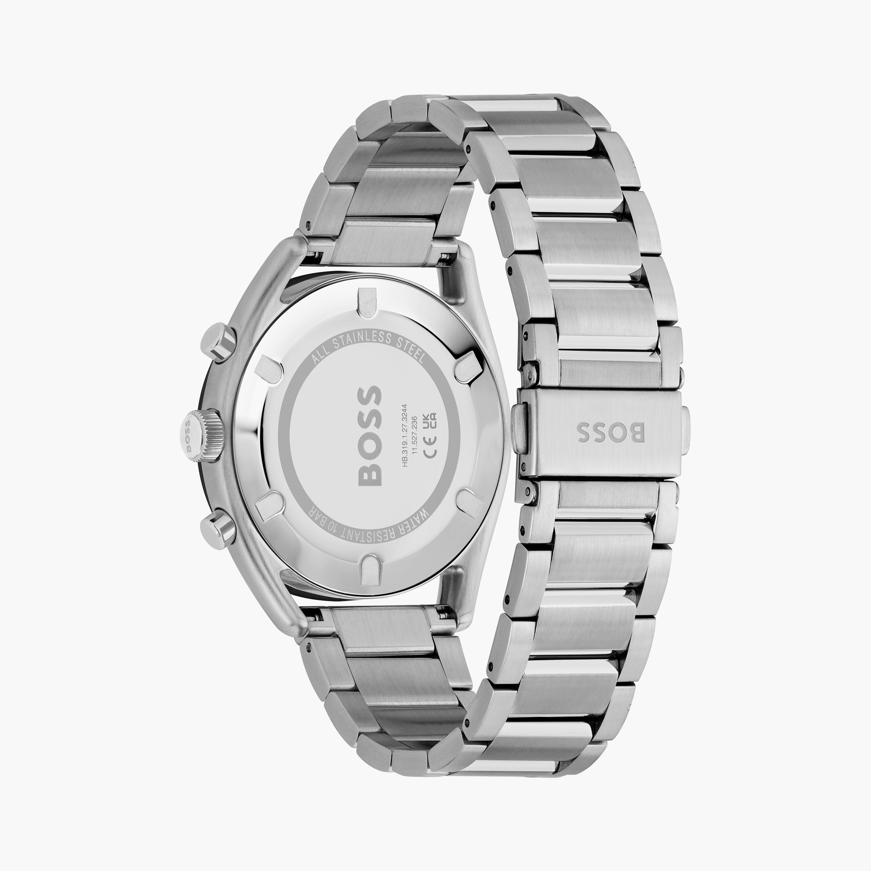 هوغو بوس ساعة يد رجالية تناظرية ستانلس ستيل كرونوغراف 44 مم فضي | 1514093-men-watchesandjewellery-watches-image-3
