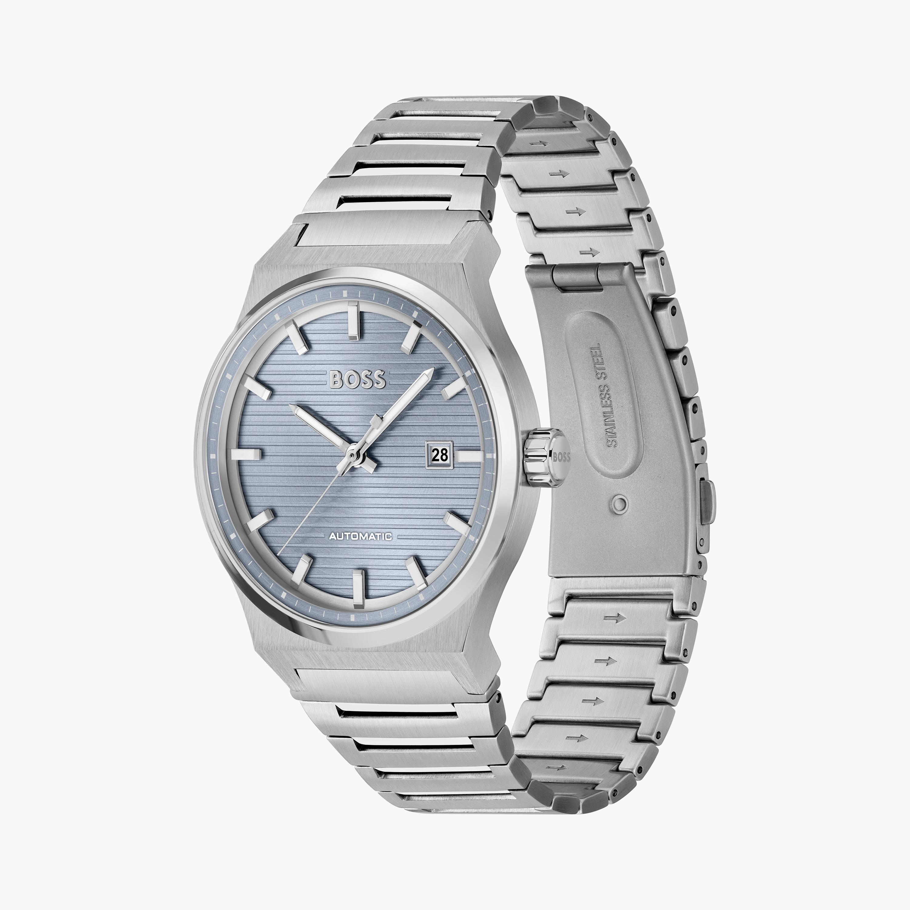 هوغو بوس ساعة يد رجالية أوتوماتيكية ستانلس ستيل 41 مم فضي | 1514118-men-watchesandjewellery-watches-image-2