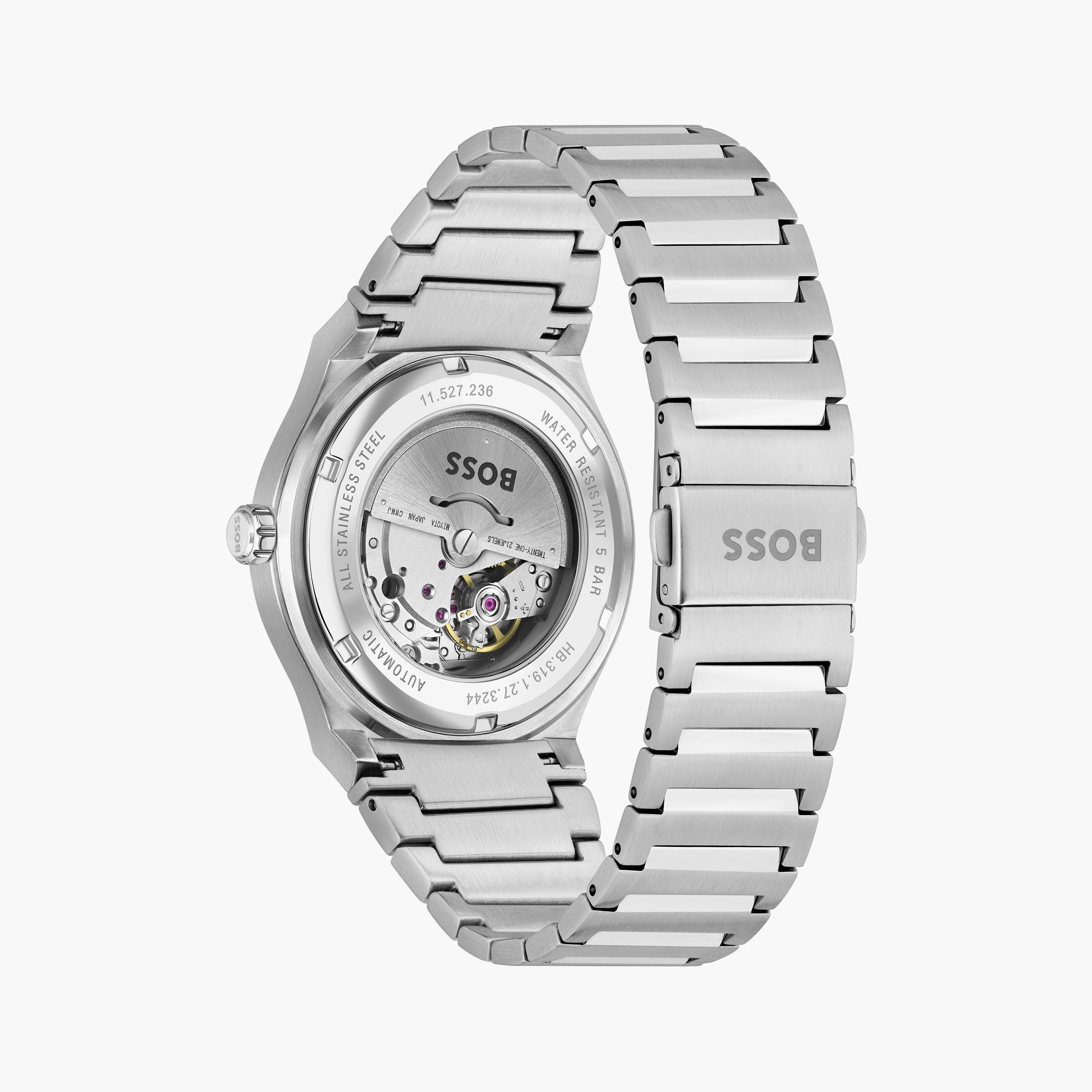 هوغو بوس ساعة يد رجالية أوتوماتيكية ستانلس ستيل 41 مم فضي | 1514118-men-watchesandjewellery-watches-image-3