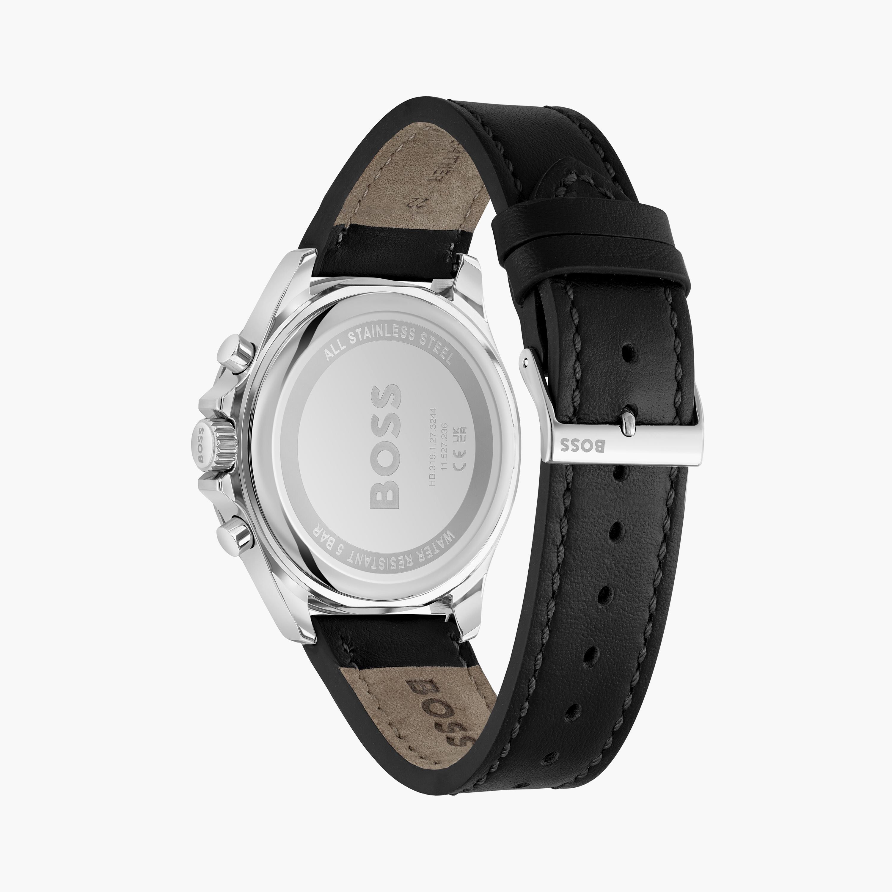 هوغو بوس ساعة يد رجالية كرونوغراف جلد 45 مم أسود | 1514121-men-watchesandjewellery-watches-image-3
