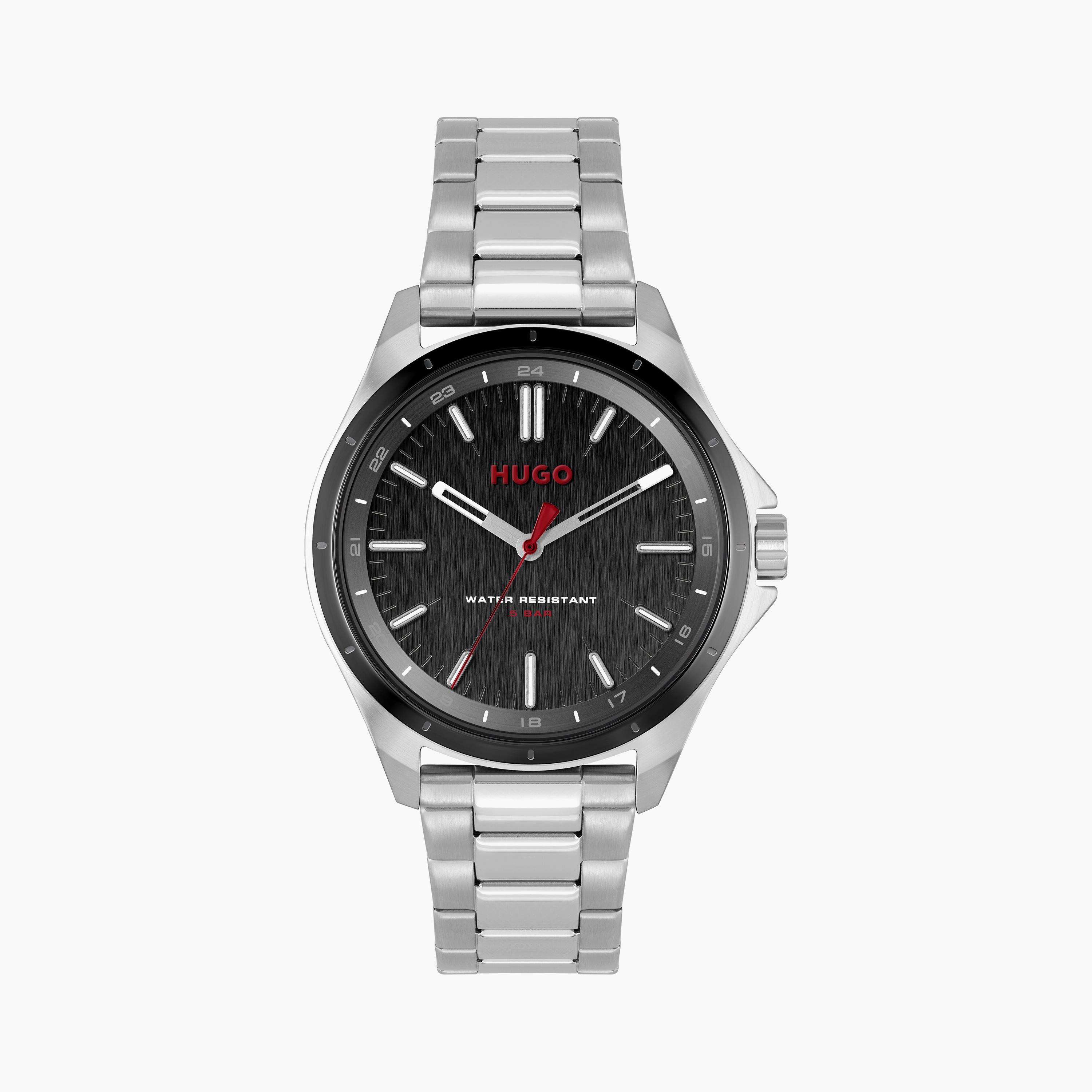 هوغو بوس ساعة يد رجالية تناظرية ستانلس ستيل 42 مم فضي | 1530323-men-watchesandjewellery-watches-image-1