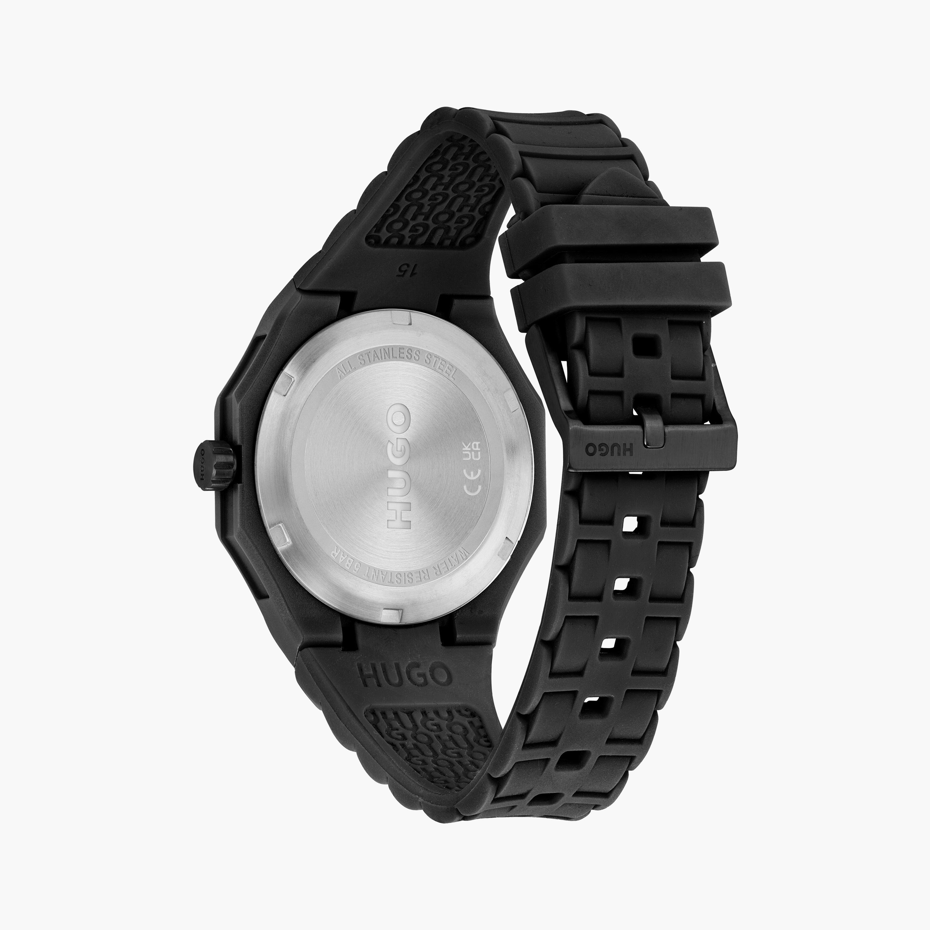 هوغو بوس ساعة يد رجالية تناظرية سيليكون 42 مم أسود | 1530326-men-watchesandjewellery-watches-image-3