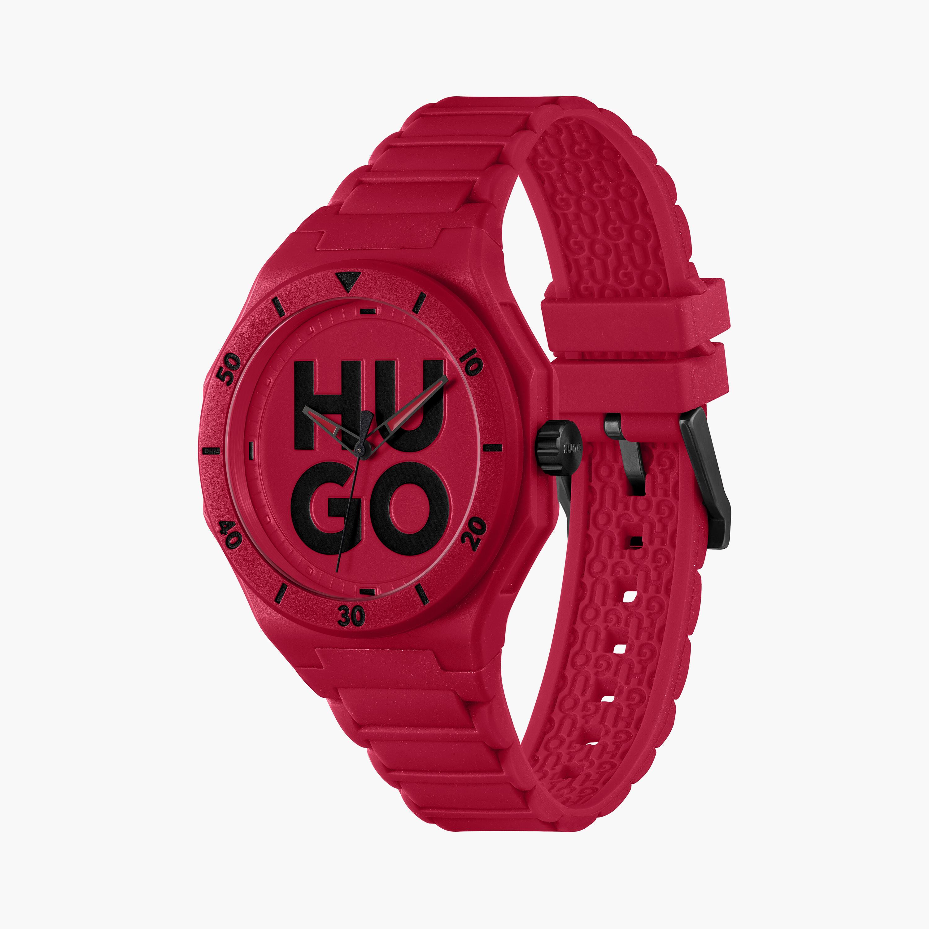 Hugo Boss Men's 42 MM Red Analog Silicone Watch | 1530328-men-watchesandjewellery-watches-image-2