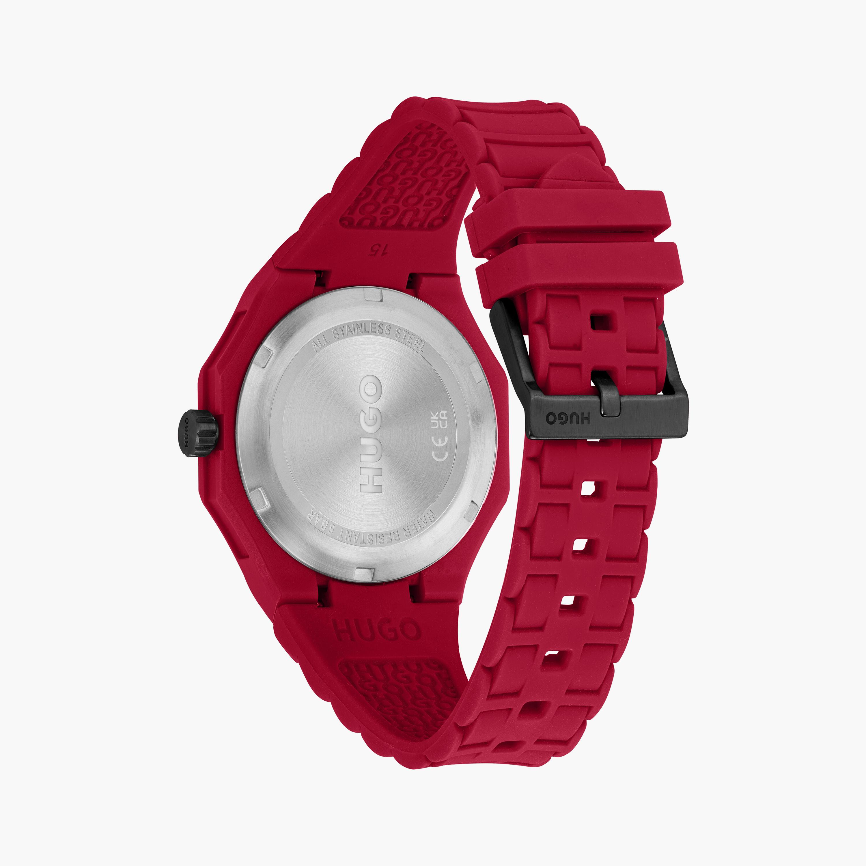 Hugo Boss Men's 42 MM Red Analog Silicone Watch | 1530328-men-watchesandjewellery-watches-image-3