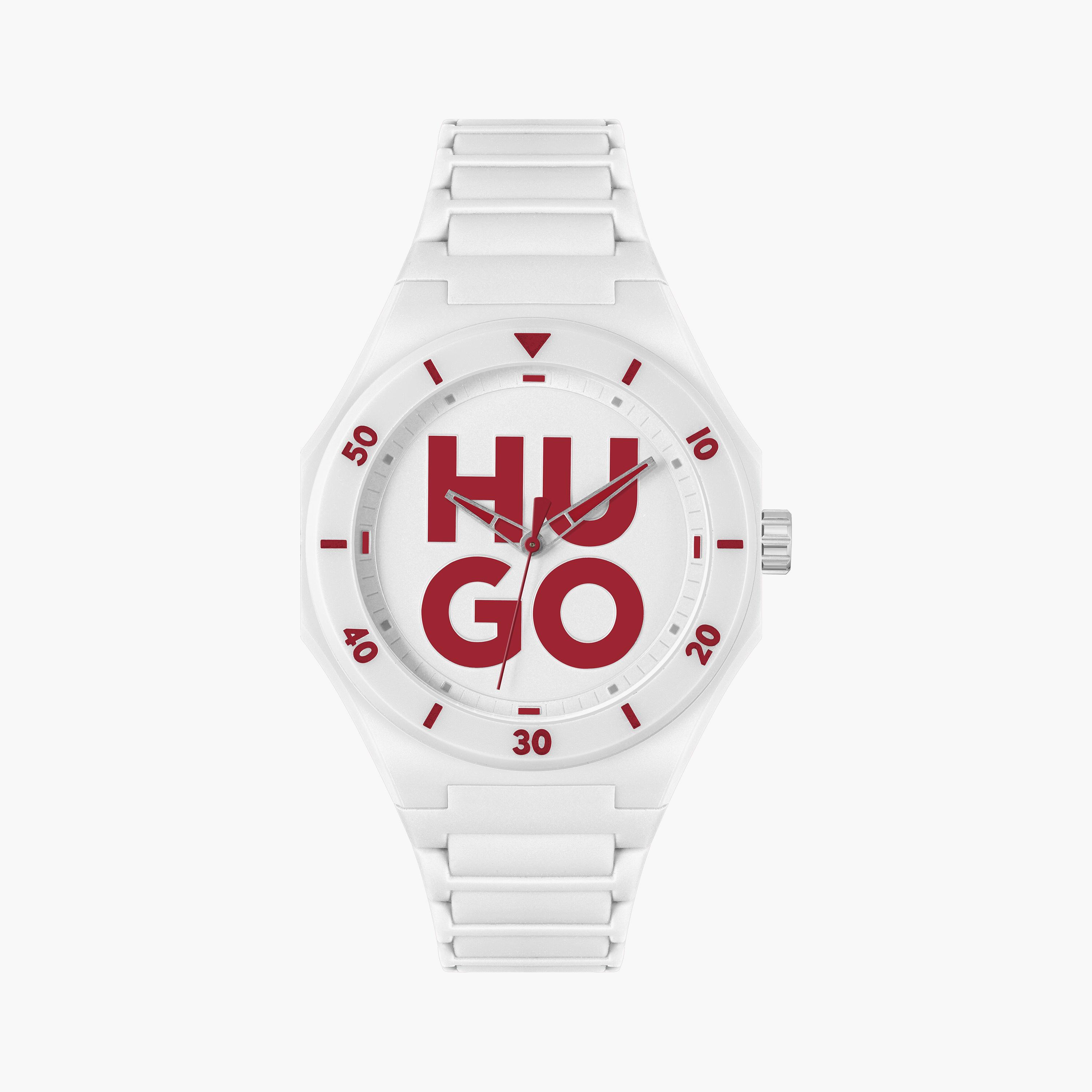 هوغو بوس ساعة يد رجالية تناظرية سيليكون 42 مم أبيض | 1530329-men-watchesandjewellery-watches-image-1