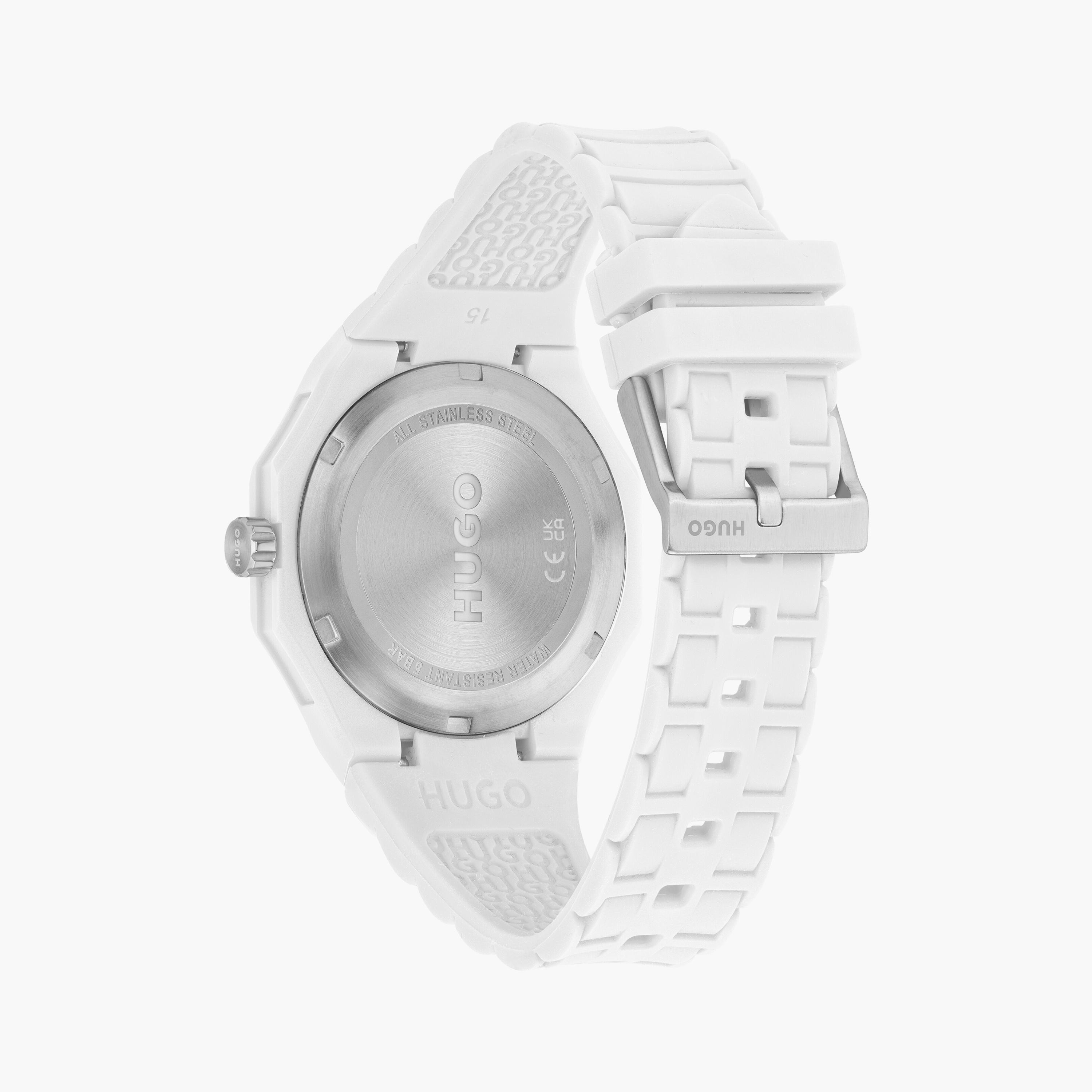 هوغو بوس ساعة يد رجالية تناظرية سيليكون 42 مم أبيض | 1530329-men-watchesandjewellery-watches-image-3