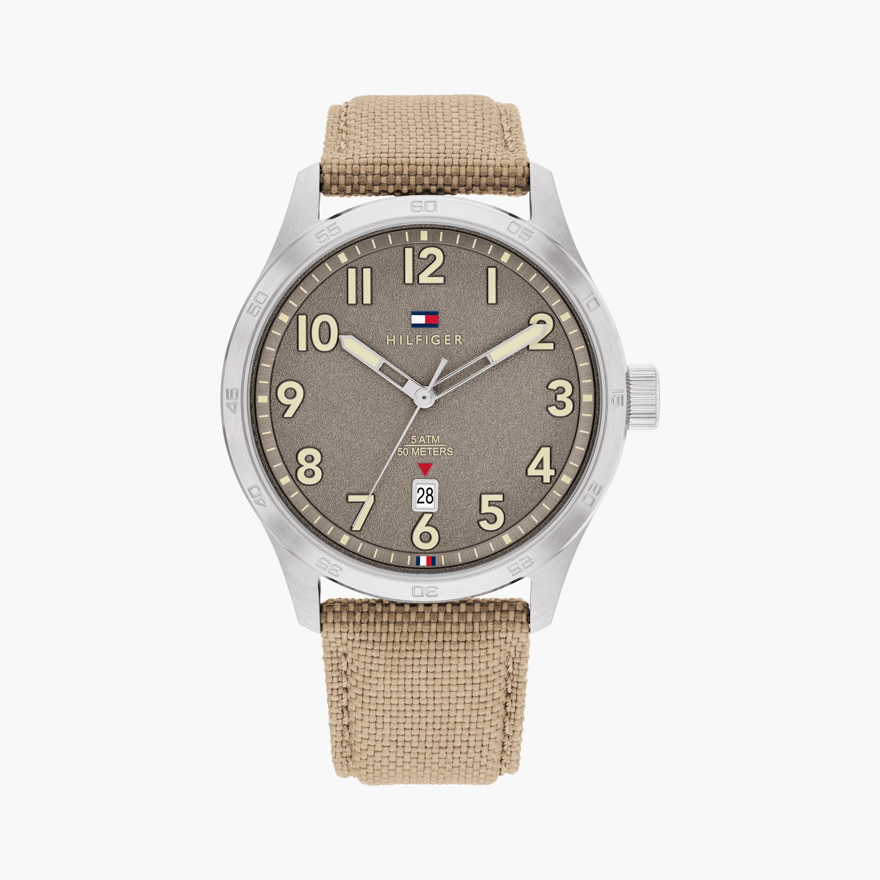 تومي هيلفيغر ساعة يد رجالية تناظرية نايلون 43 مم كاكي | 1710561-men-watchesandjewellery-watches-image-1