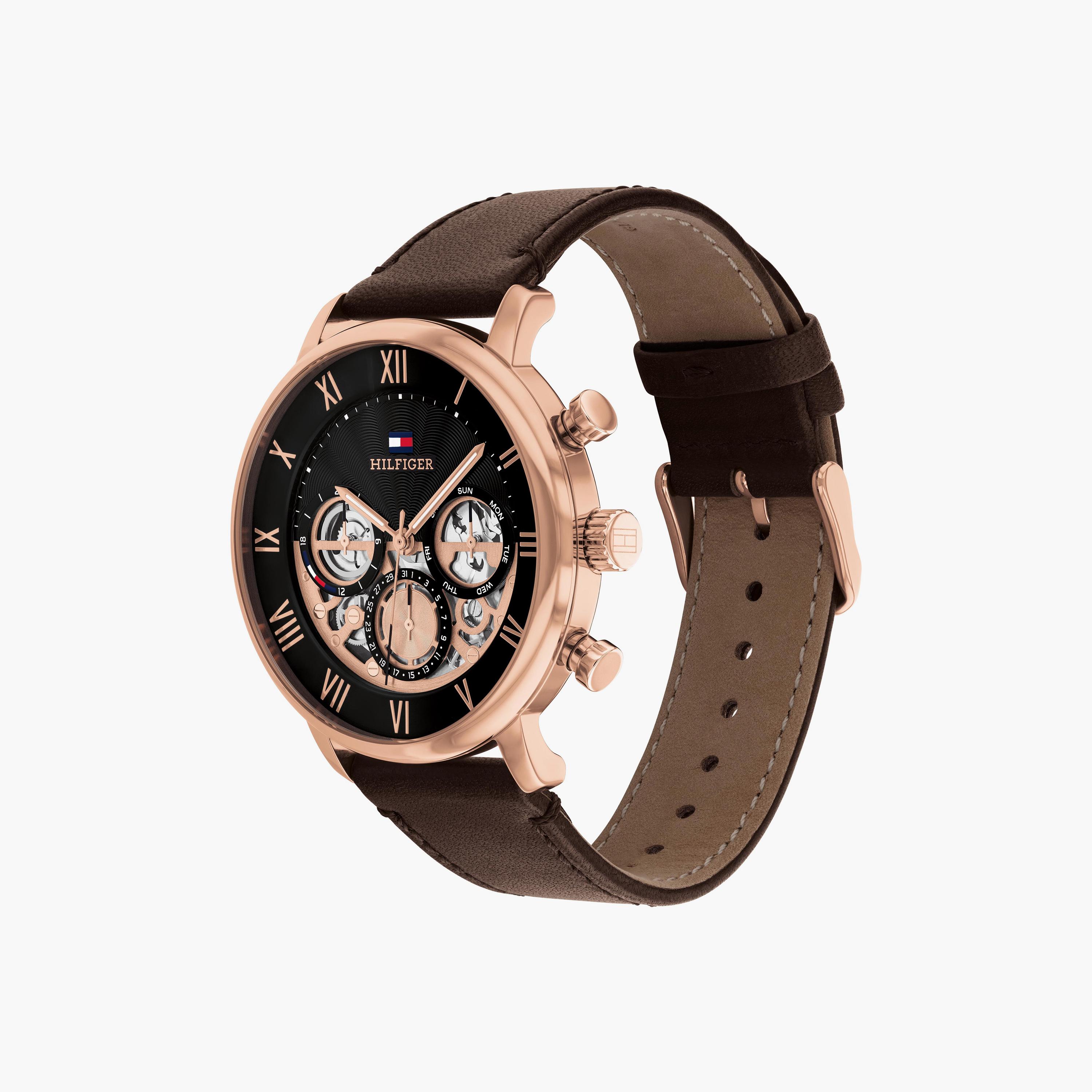 تومي هيلفيغر ساعة يد رجالية كرونوغراف جلد 44 مم بني | 1710566-men-watchesandjewellery-watches-image-2