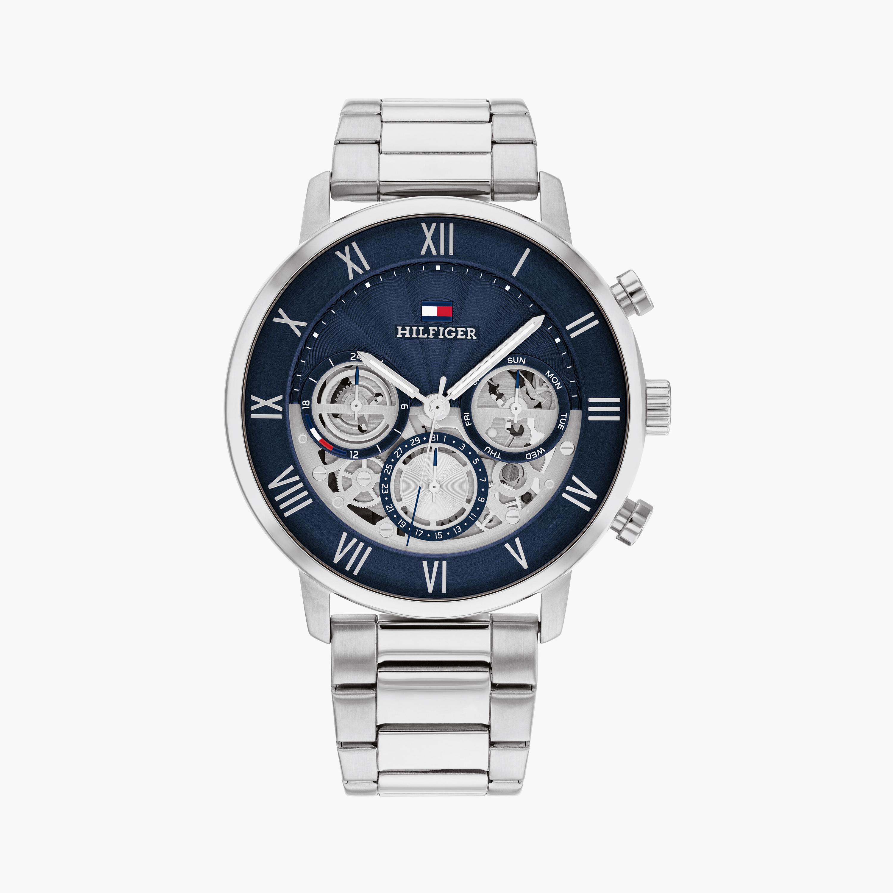 تومي هيلفيغر ساعة يد رجالية كرونوغراف ستانلس ستيل 44 مم فضي | 1710569-men-watchesandjewellery-watches-image-1