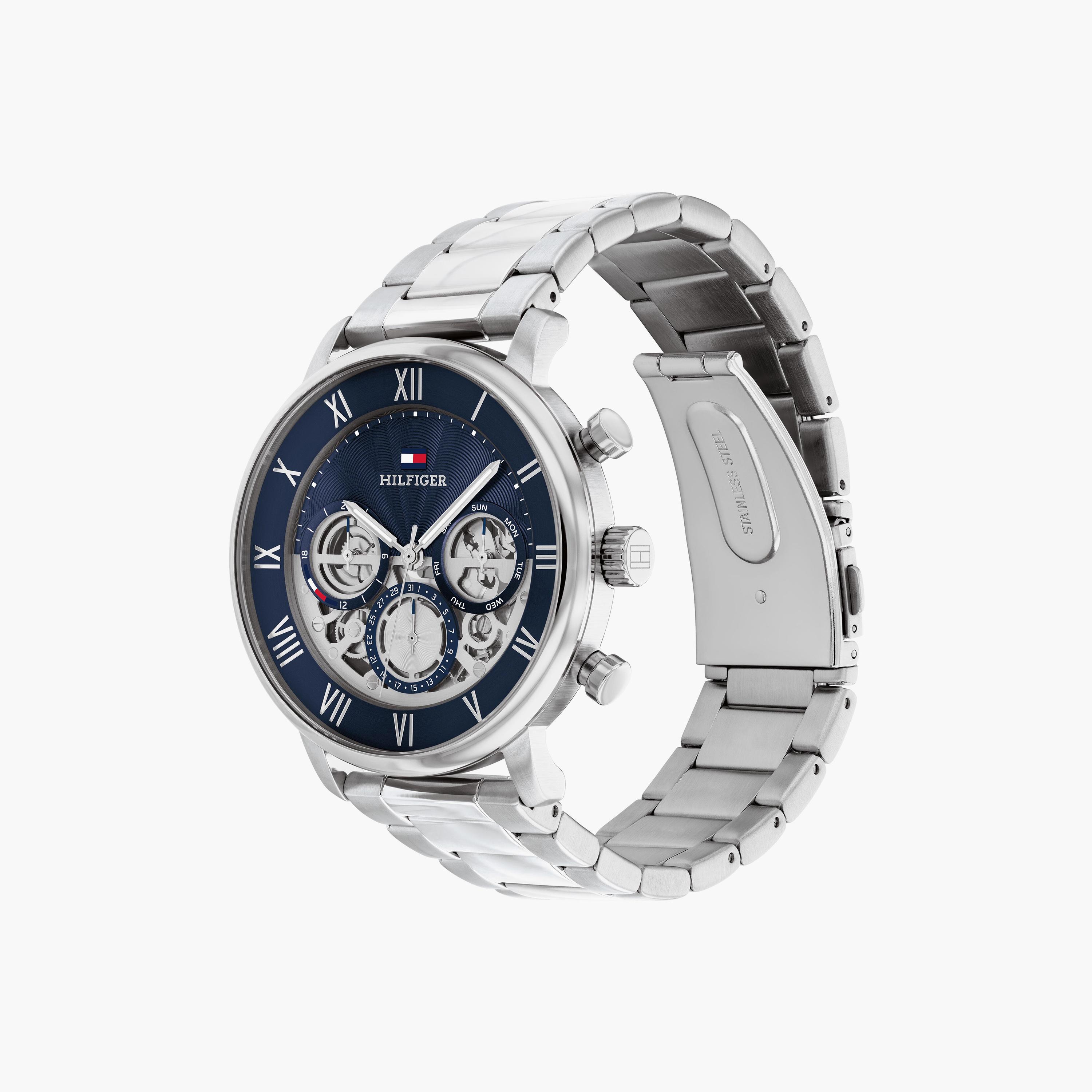 تومي هيلفيغر ساعة يد رجالية كرونوغراف ستانلس ستيل 44 مم فضي | 1710569-men-watchesandjewellery-watches-image-2