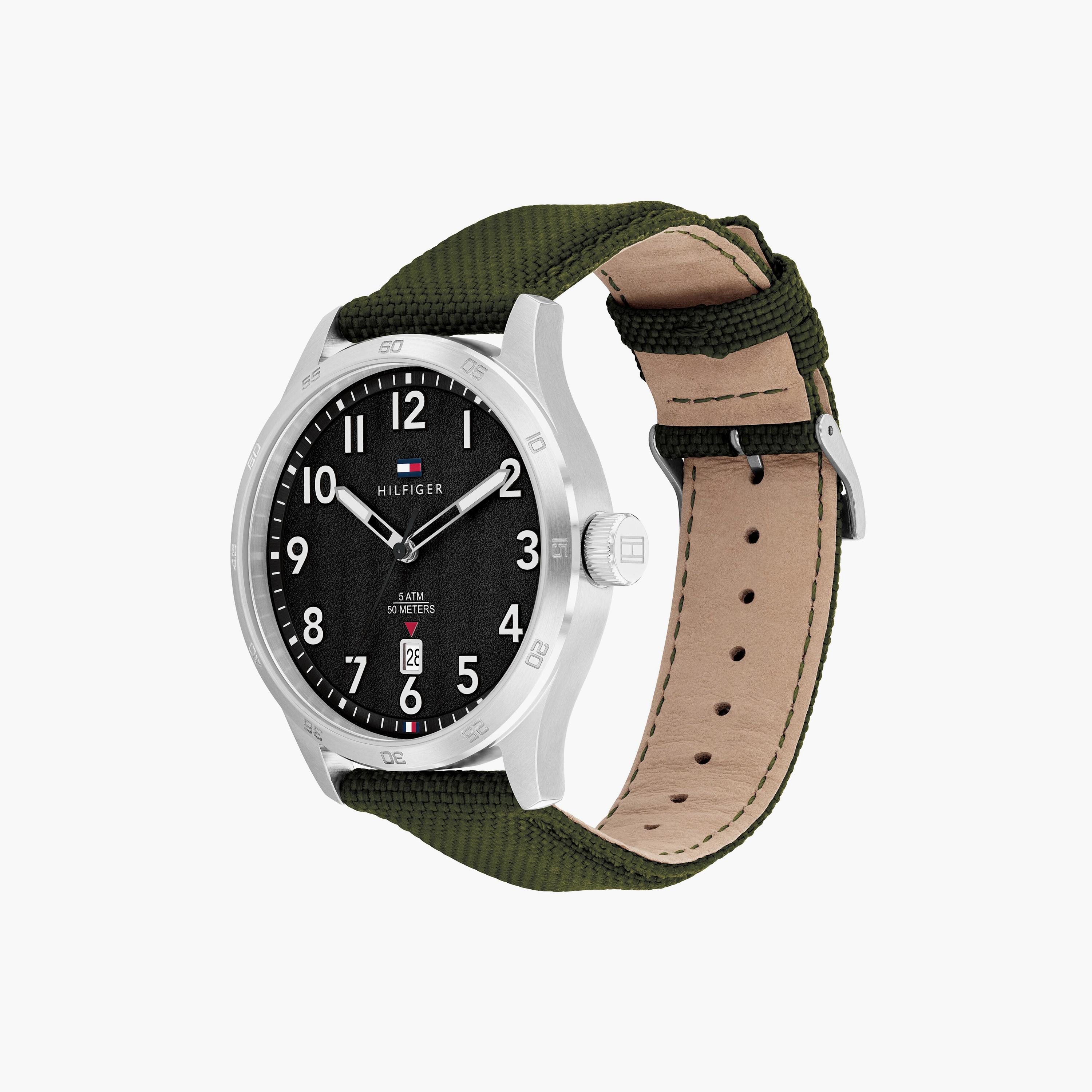تومي هيلفيغر ساعة يد رجالية تناظرية نايلون 43 مم أخضر | 1710593-men-watchesandjewellery-watches-image-2