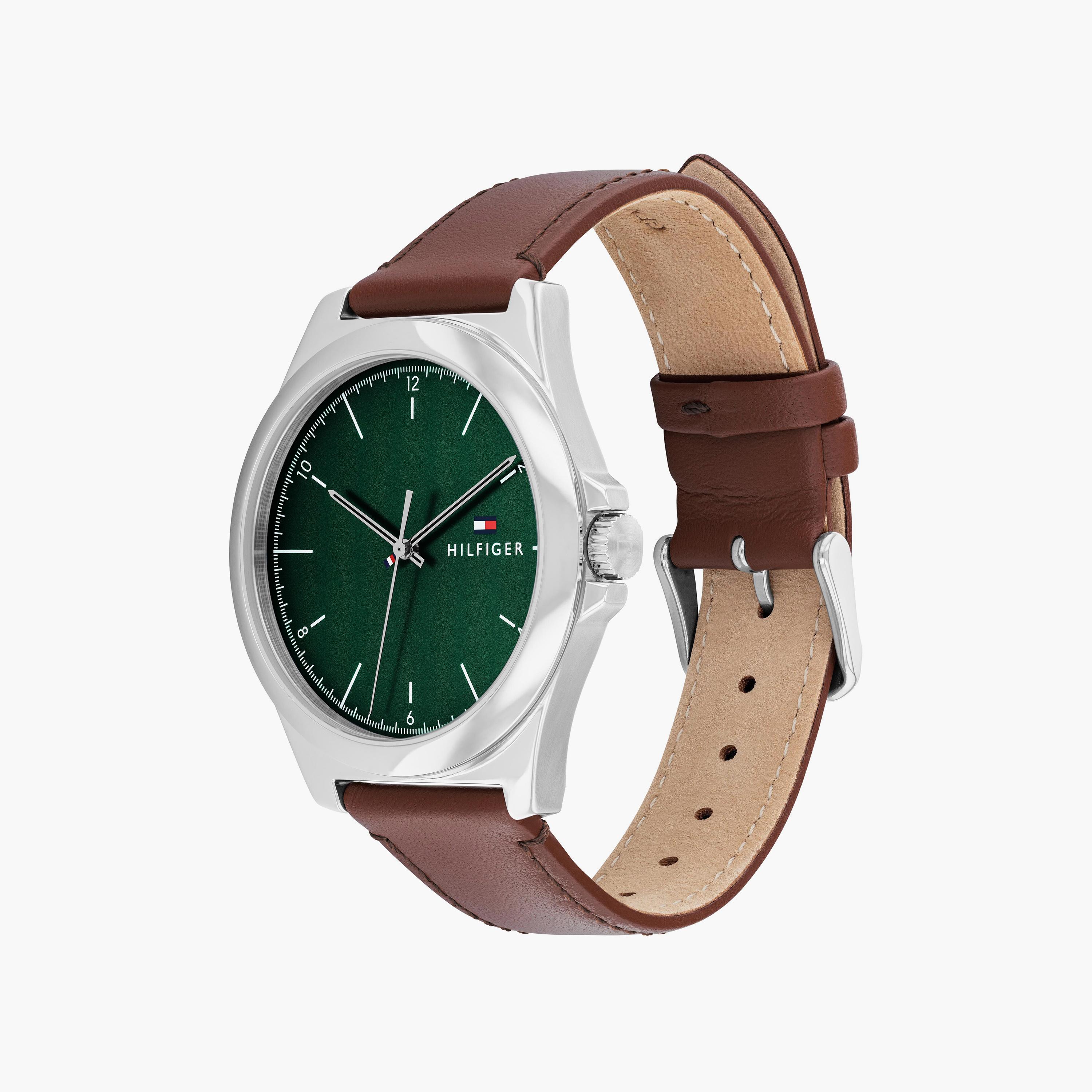 تومي هيلفيغر ساعة يد رجالية تناظرية جلد 43 مم بني | 1710602-men-watchesandjewellery-watches-image-2