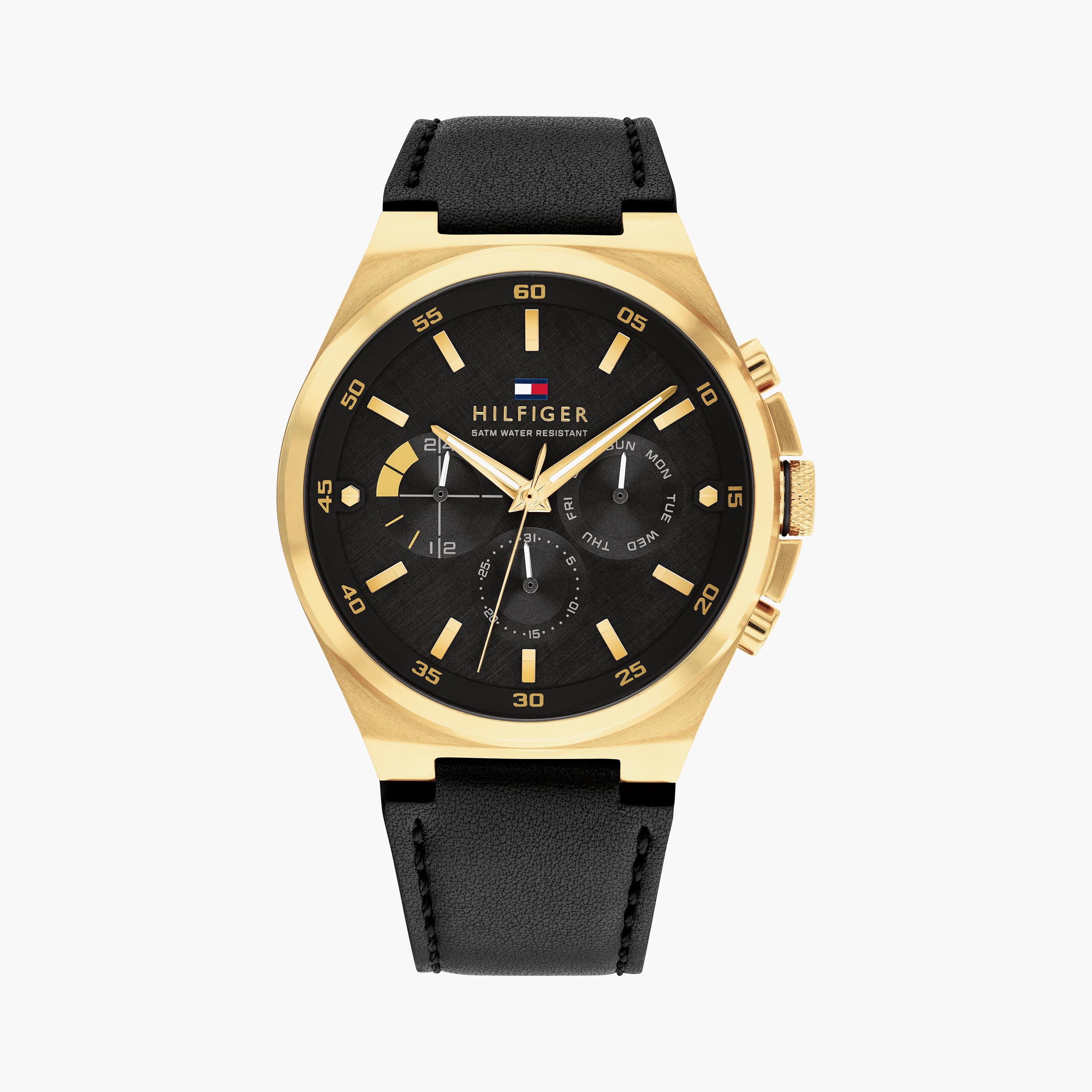 تومي هيلفيغر ساعة يد رجالية كرونوغراف جلد 46 مم أسود | 1792086-men-watchesandjewellery-watches-image-1