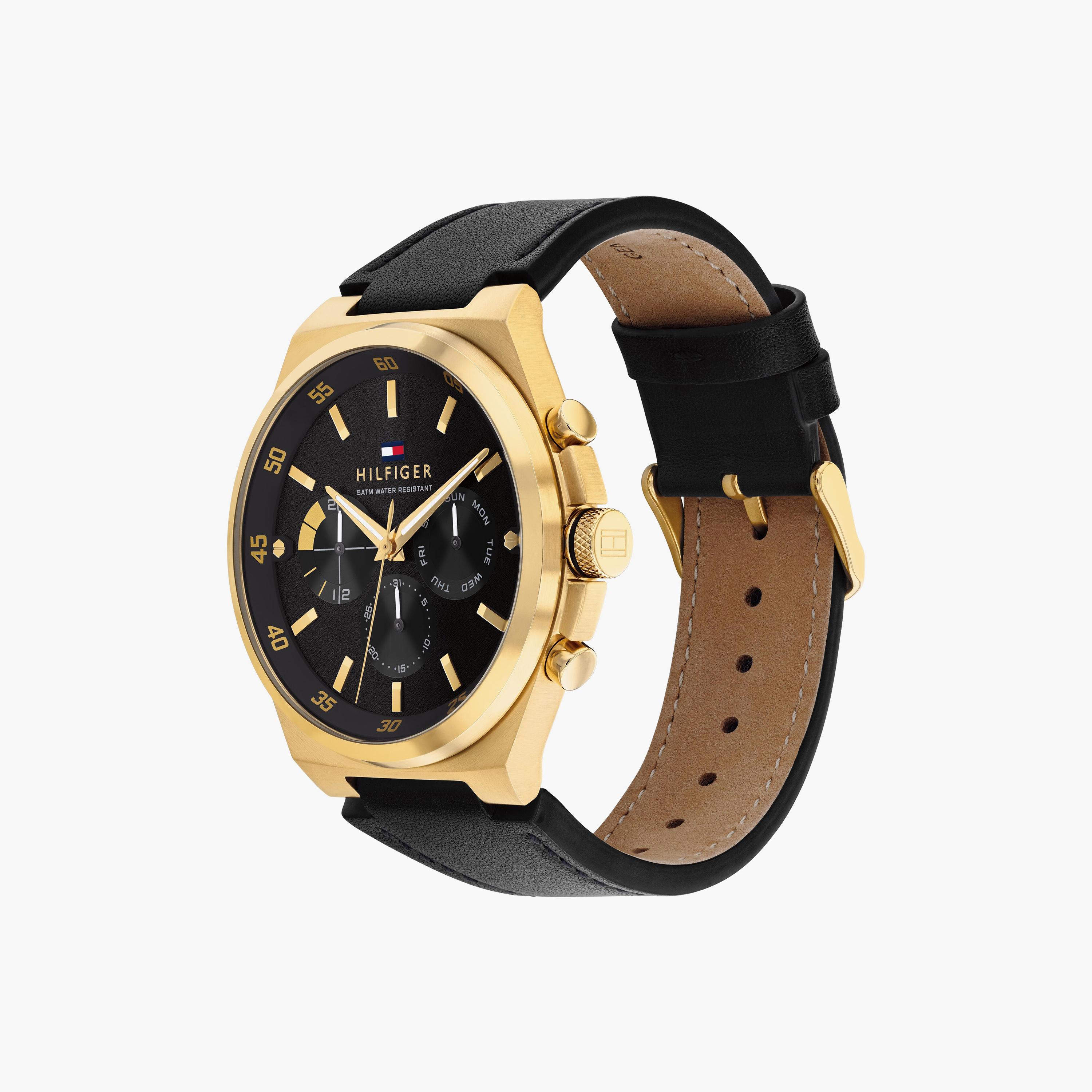 تومي هيلفيغر ساعة يد رجالية كرونوغراف جلد 46 مم أسود | 1792086-men-watchesandjewellery-watches-image-2
