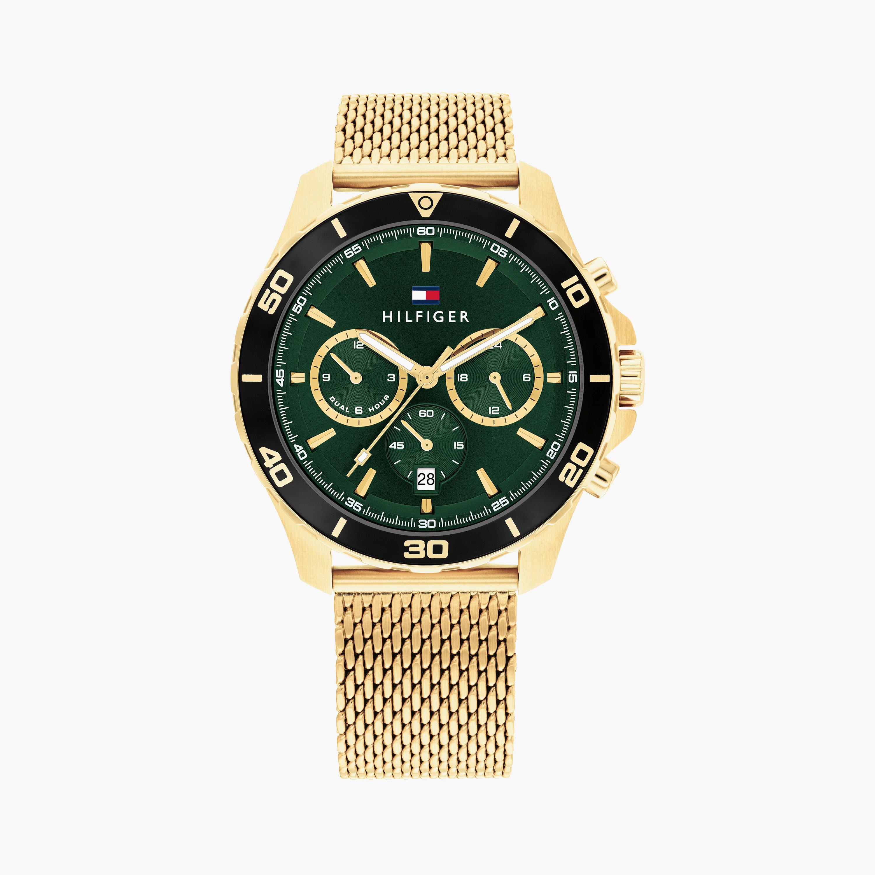تومي هيلفيغر ساعة يد رجالية تناظرية ستانلس ستيل كرونوغراف 43 مم ذهبي | 1792093-men-watchesandjewellery-watches-image-1