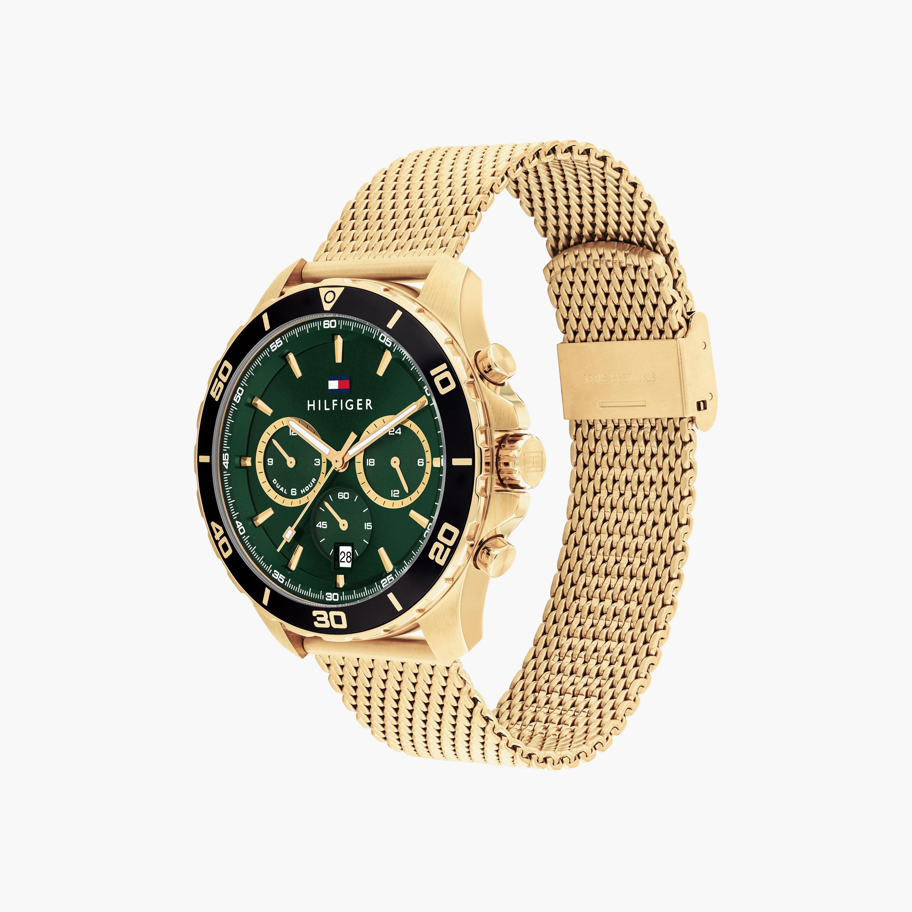 تومي هيلفيغر ساعة يد رجالية تناظرية ستانلس ستيل كرونوغراف 43 مم ذهبي | 1792093-men-watchesandjewellery-watches-image-2