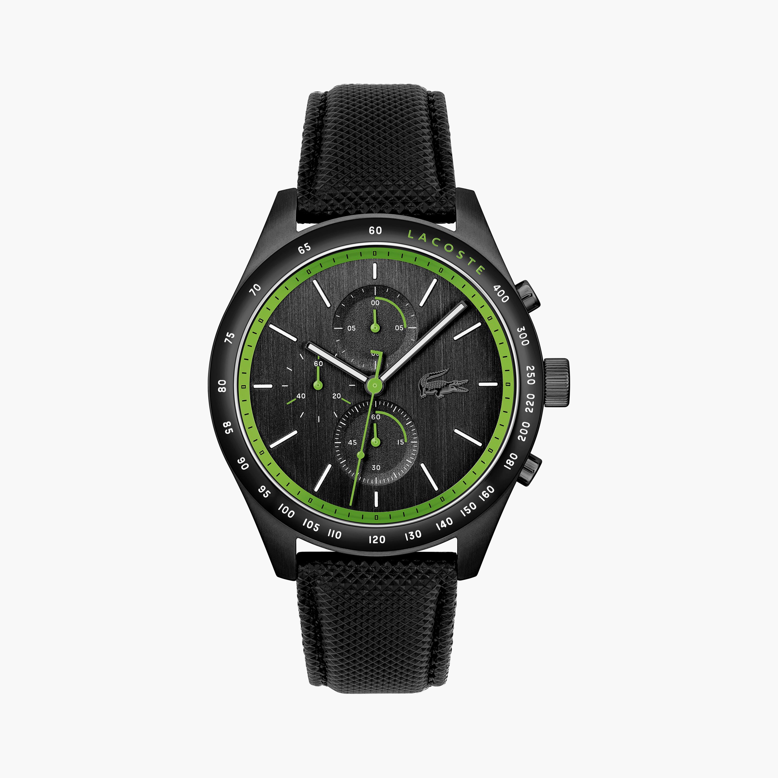 Lacoste Men's 44 MM Black Chronograph Leather Watch | 2011296-men-watchesandjewellery-watches-image-1