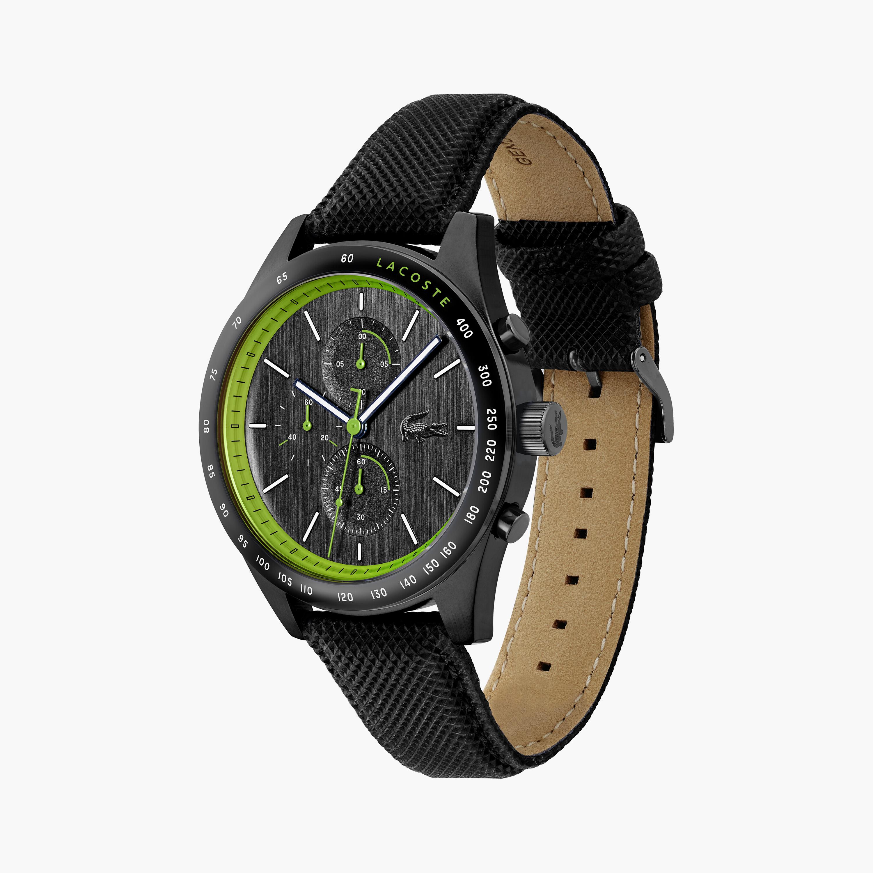 Lacoste Men's 44 MM Black Chronograph Leather Watch | 2011296-men-watchesandjewellery-watches-image-2