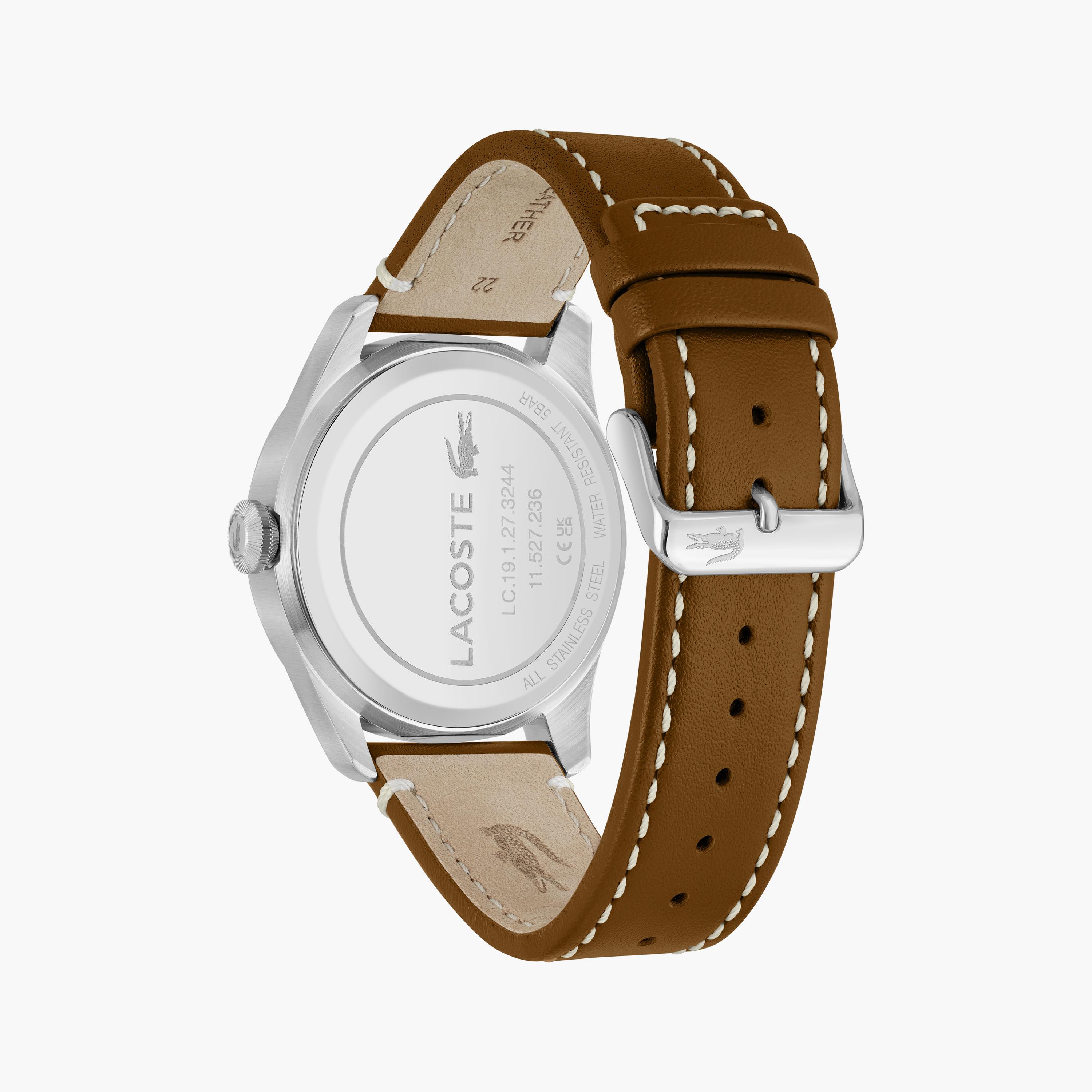 لاكوست ساعة يد رجالية تناظرية جلد 42 مم بني | 2011301-men-watchesandjewellery-watches-image-3