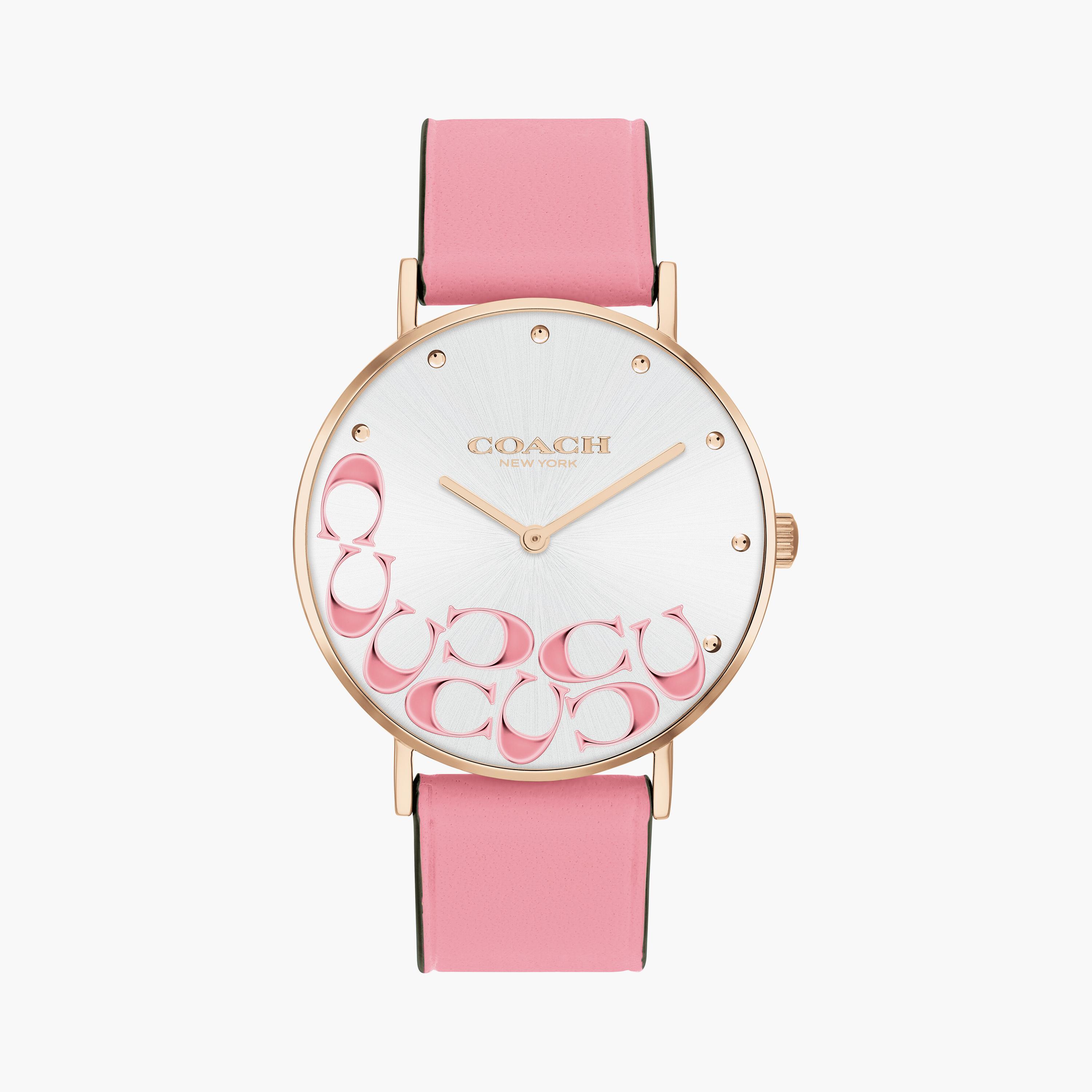 كوتش ساعة يد نسائية تناظرية جلد زهري | 14504135-women-watchesandjewellery-watches-image-1
