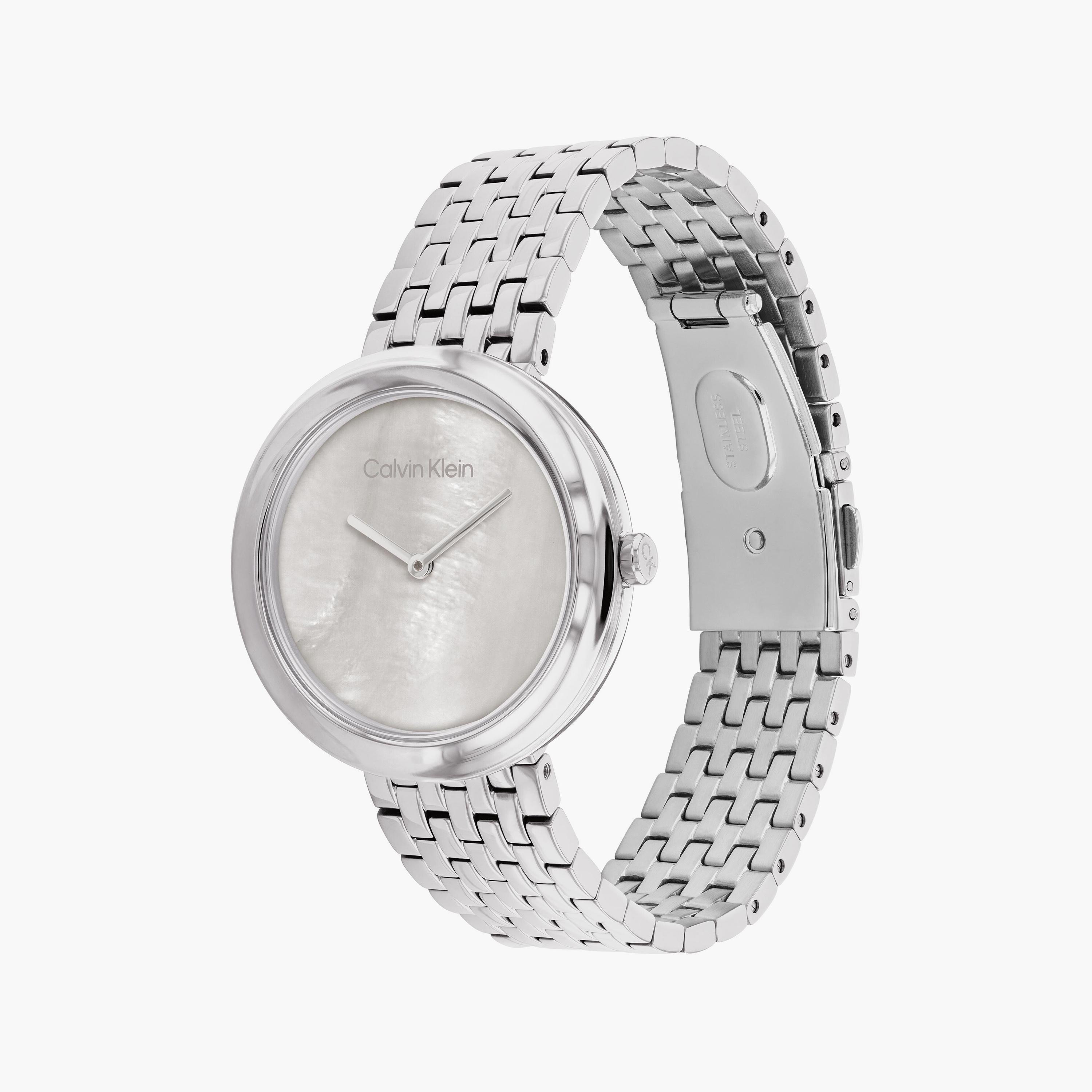 كالفن كلاين ساعة يد نسائية تناظرية ستانلس ستيل فضي | 25200320-women-watchesandjewellery-watches-image-2