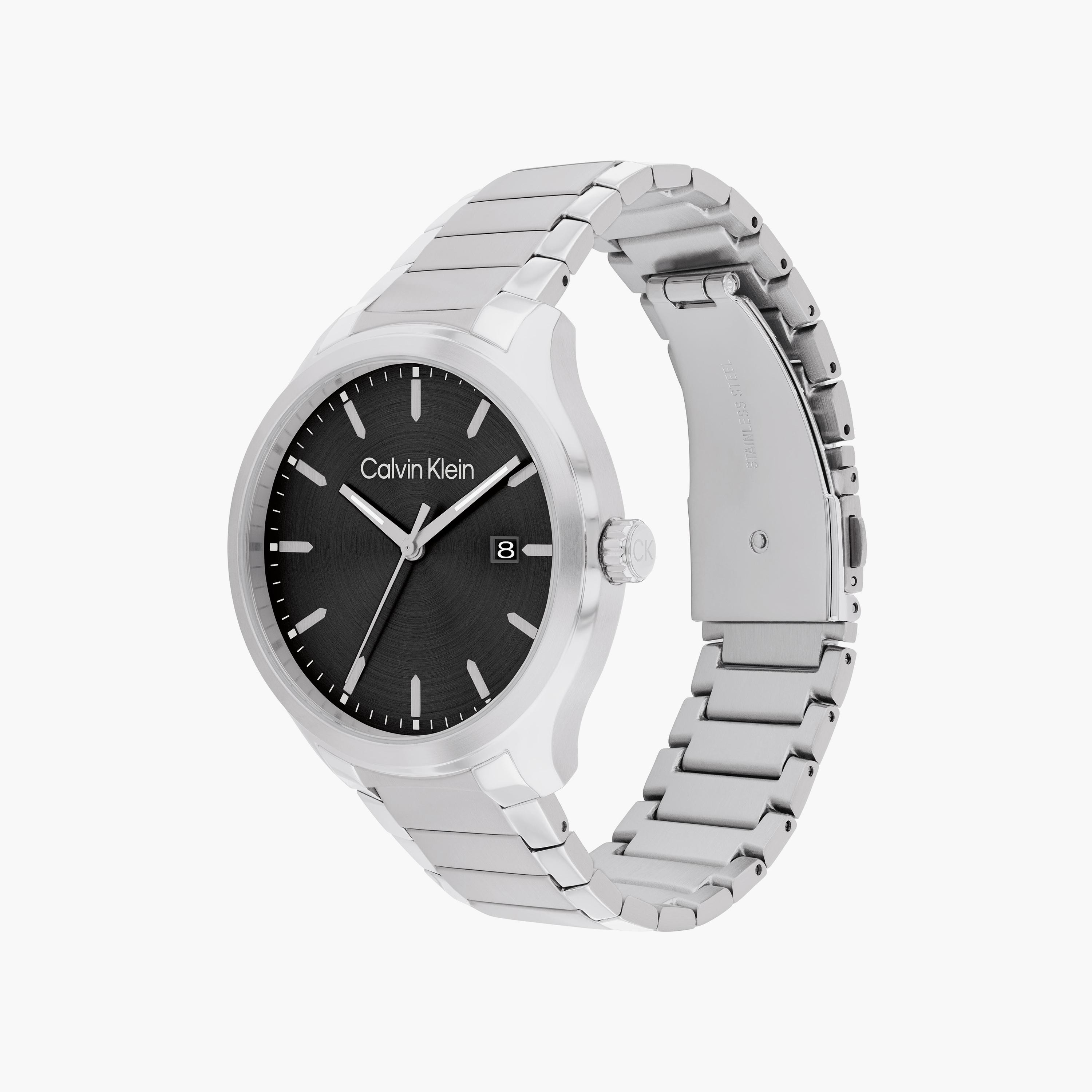 كالفن كلاين ساعة يد رجالية تناظرية ستانلس ستيل فضي | 25200348-men-watchesandjewellery-watches-image-2
